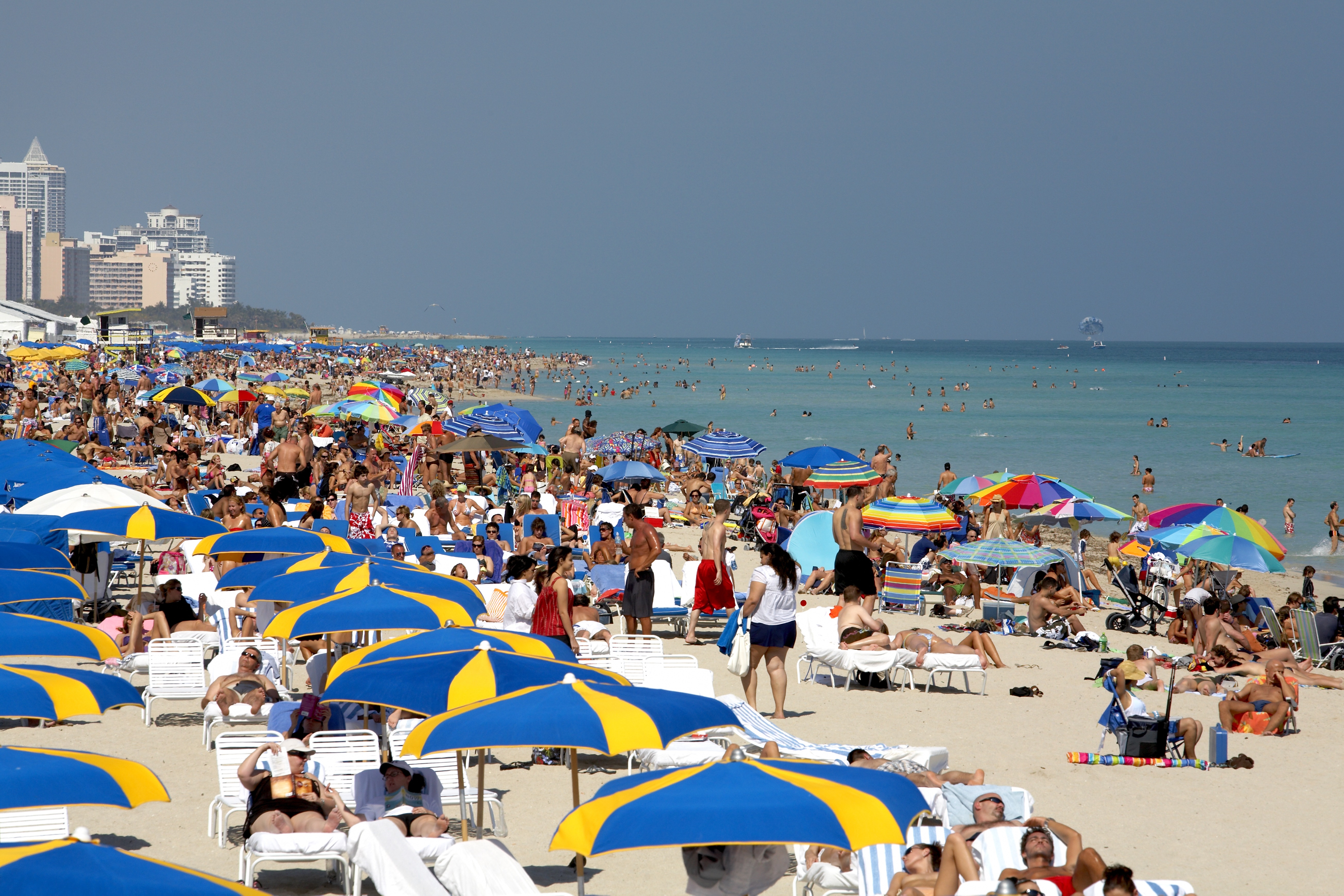 USA Florida Miami South Beach Spring Break Crowded Beach