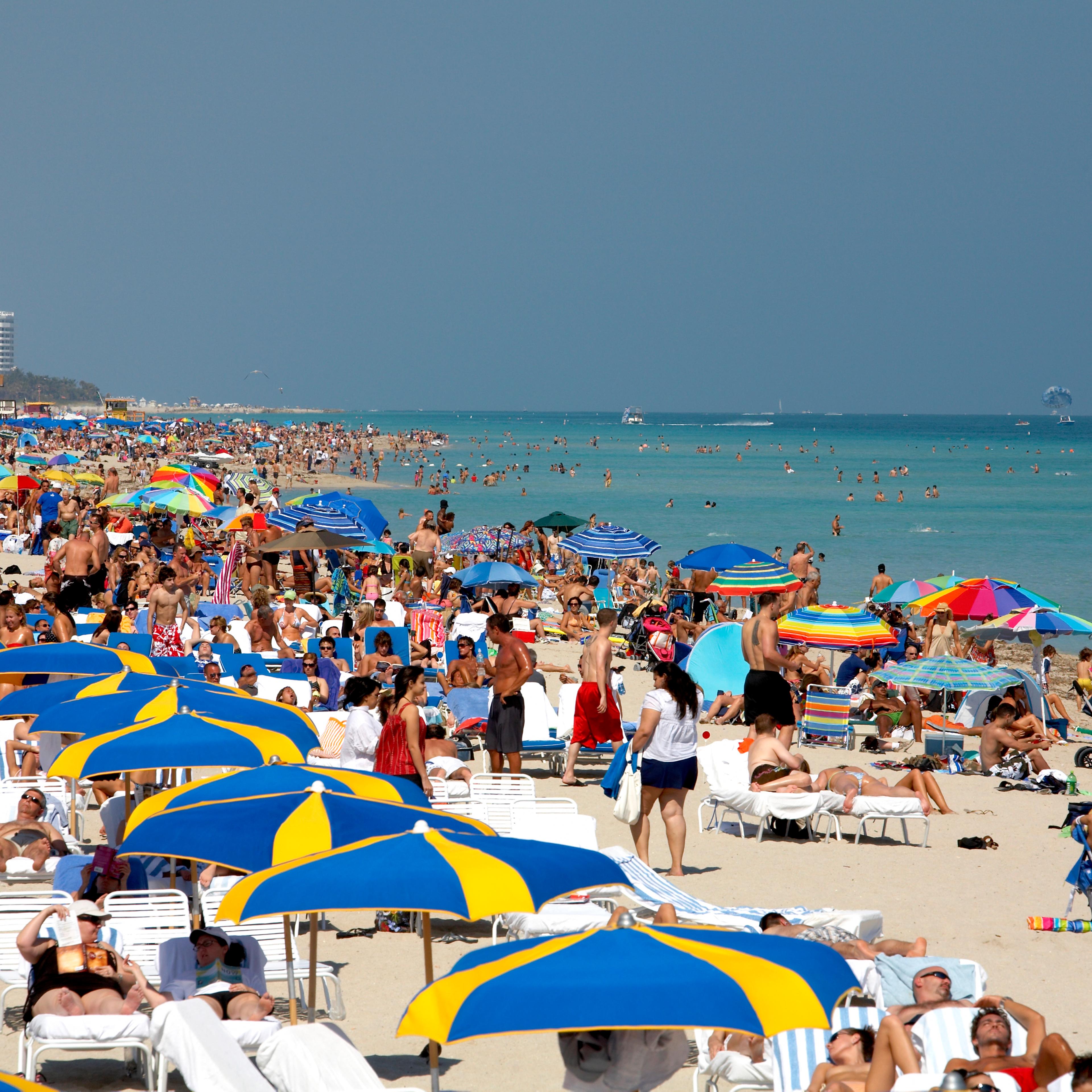 USA Florida Miami South Beach Spring Break Crowded Beach