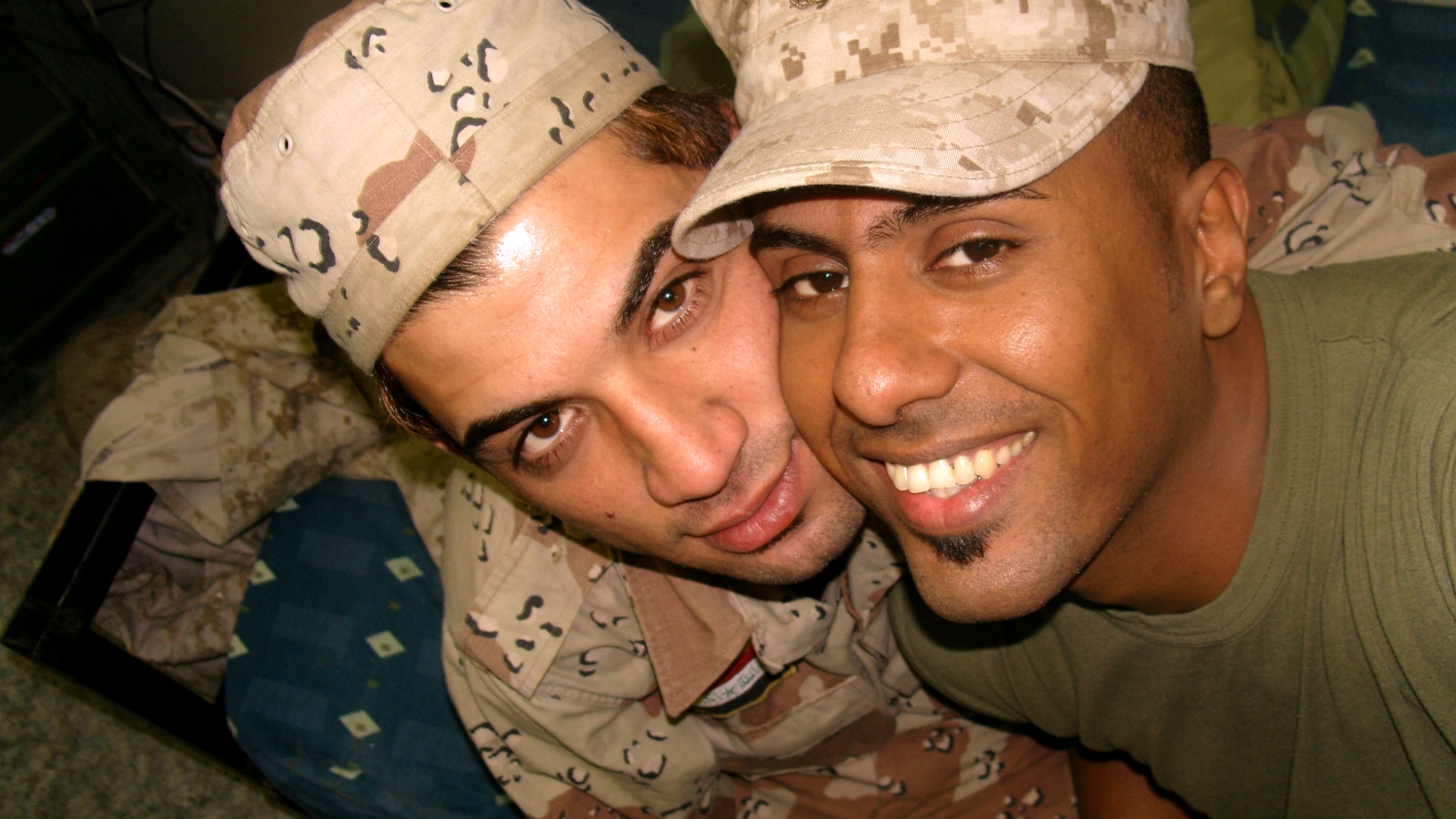 Btoo Allami (left) and Nayyef Hrebid met while in the military during the Iraq War. Their relationship is the subject of a new documentary, Out of Iraq.