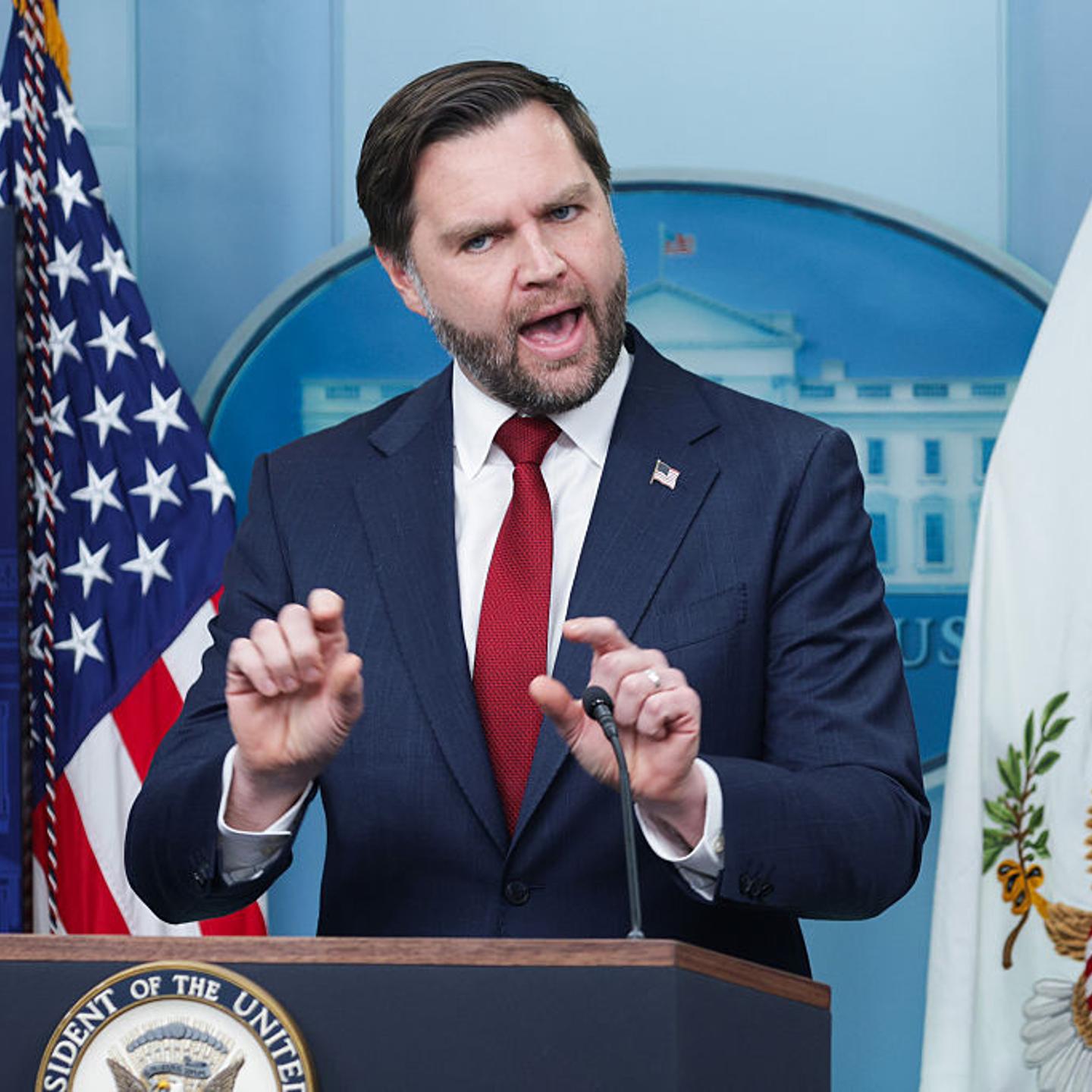 Vice President Vance Joins Karoline Leavitt At Daily White House Press Briefing