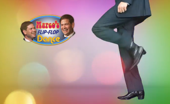 An image from a recent online ad by allies of Jeb Bush attacking Marco Rubio.