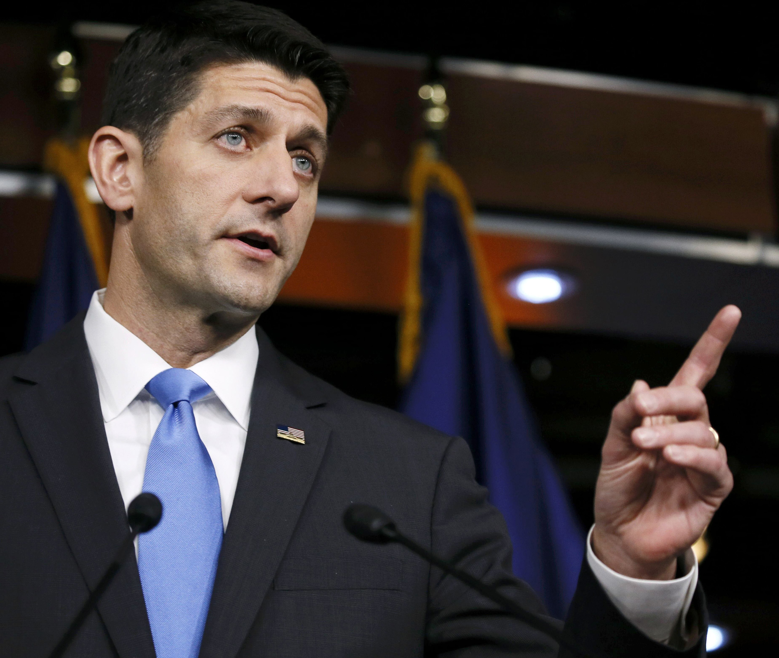 Paul Ryan takes questions at a news conference after his meeting with Donald Trump in Washington, May 12, 2016.