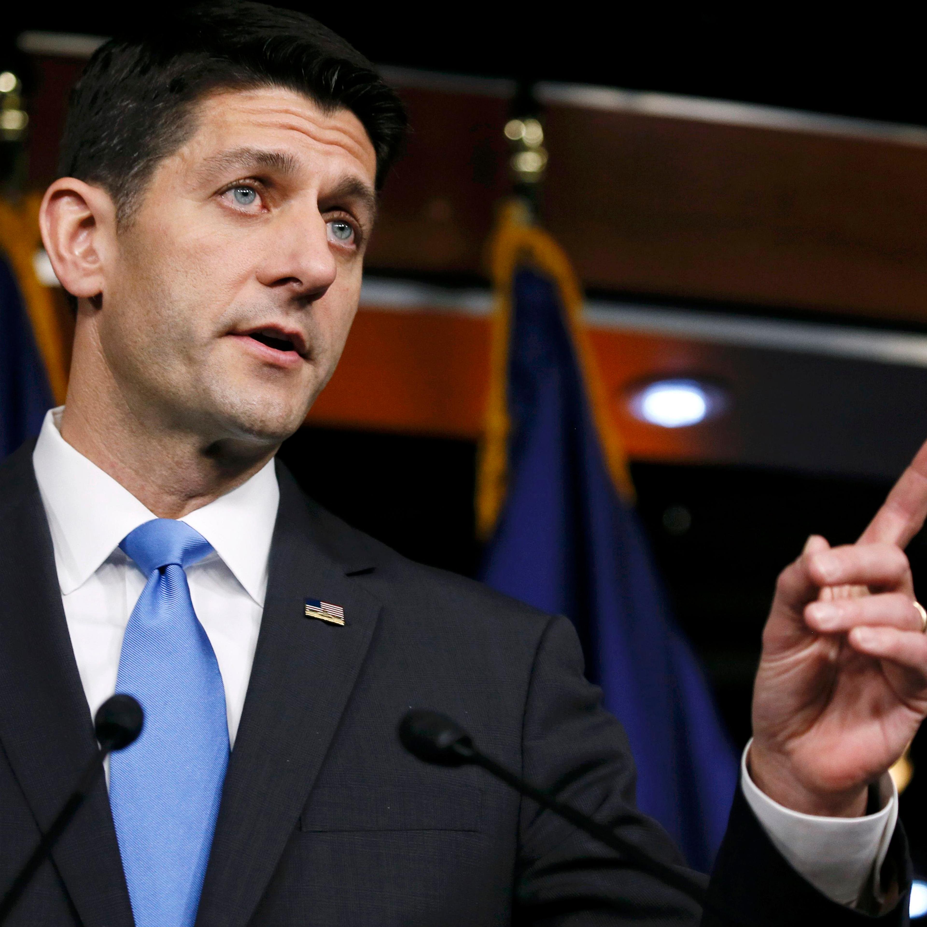 Paul Ryan takes questions at a news conference after his meeting with Donald Trump in Washington, May 12, 2016.