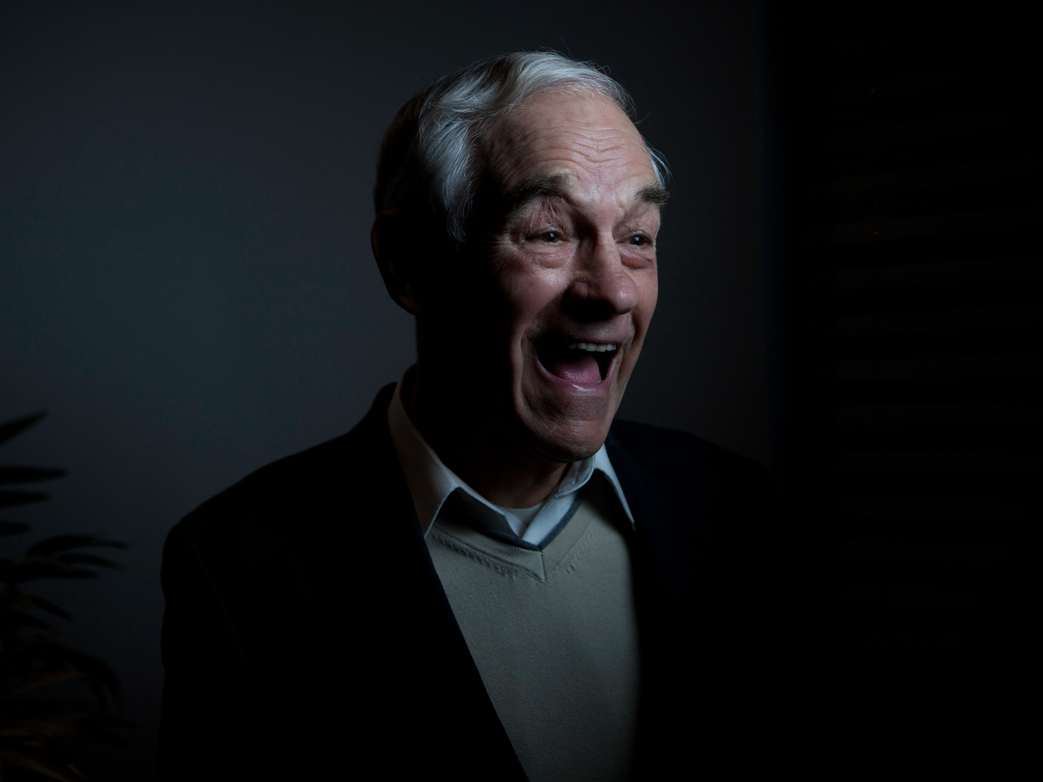 Ron Paul makes a visit to the studio of WMUR in Manchester, N.H for a radio spot on the eve of the primary elections on January 10, 2012.