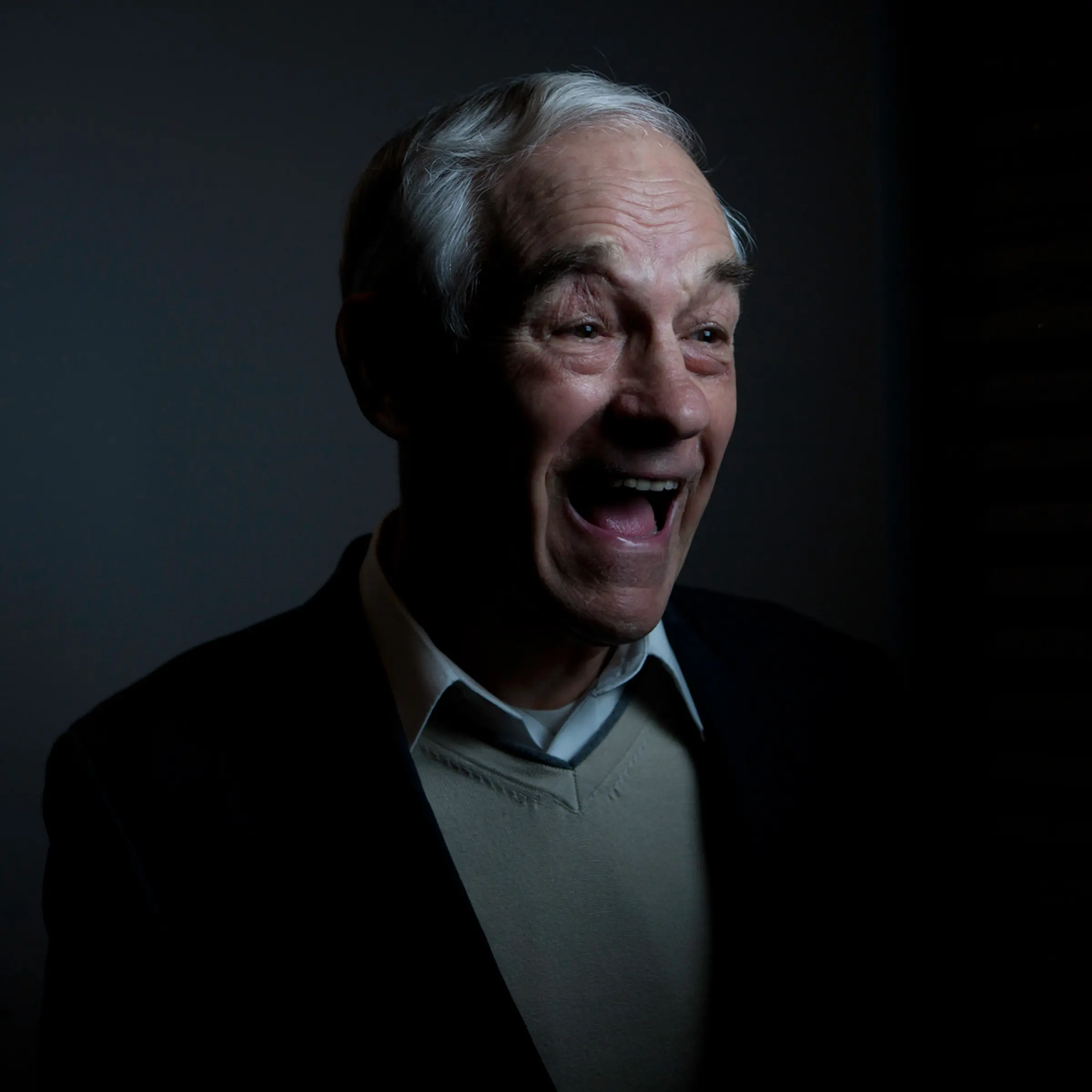 Ron Paul makes a visit to the studio of WMUR in Manchester, N.H for a radio spot on the eve of the primary elections on January 10, 2012.