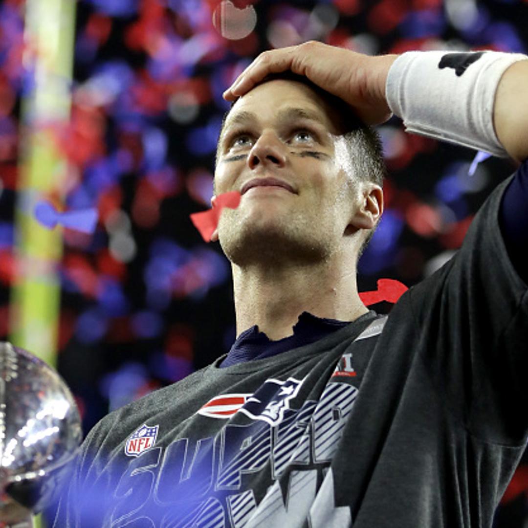 Tom Brady celebrates after Super Bowl 51 on February 5, 2017 in Houston, Texas.