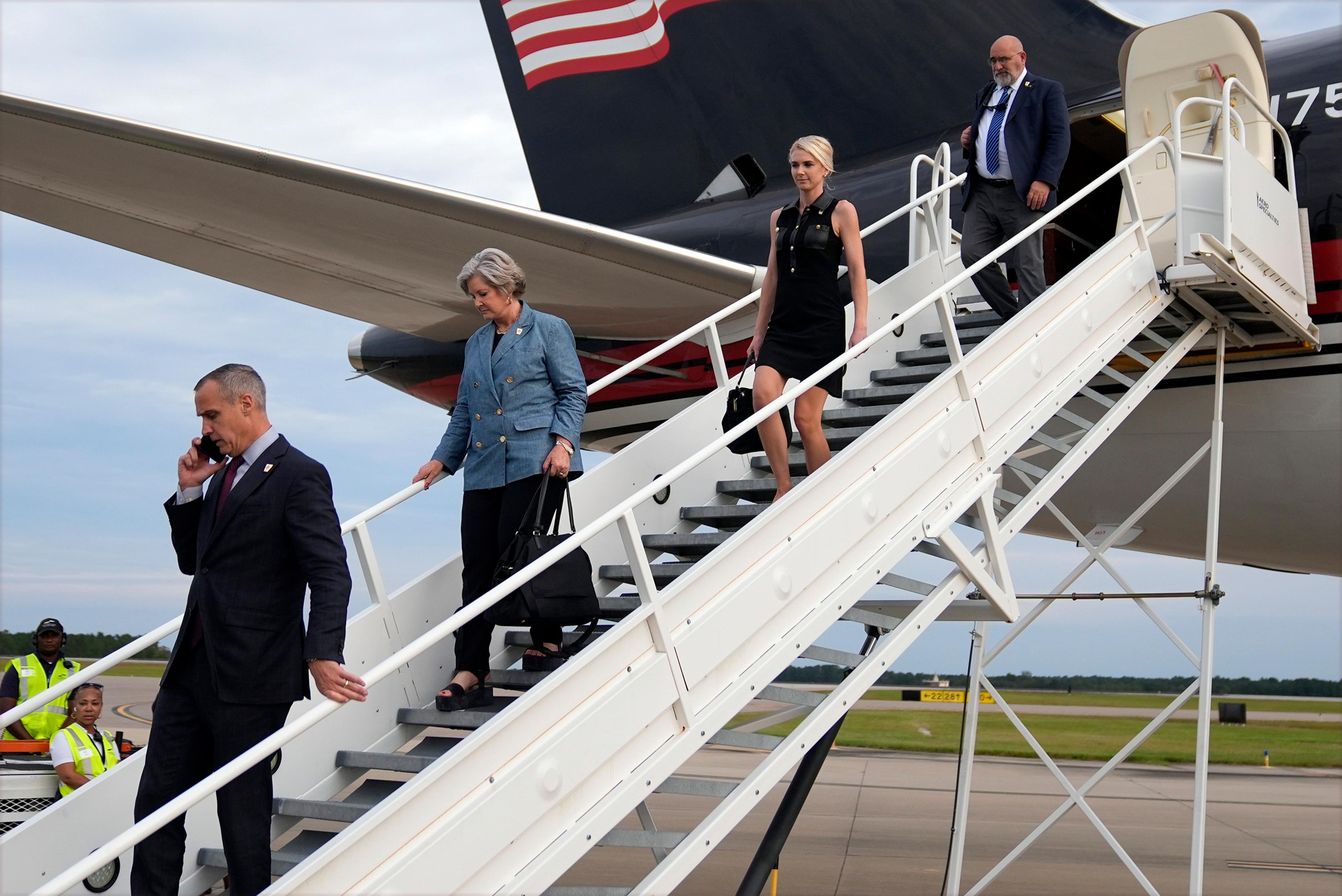 Trump campaign aides arrive in Fayetteville, N.C., ahead of an Oct. 4 rally