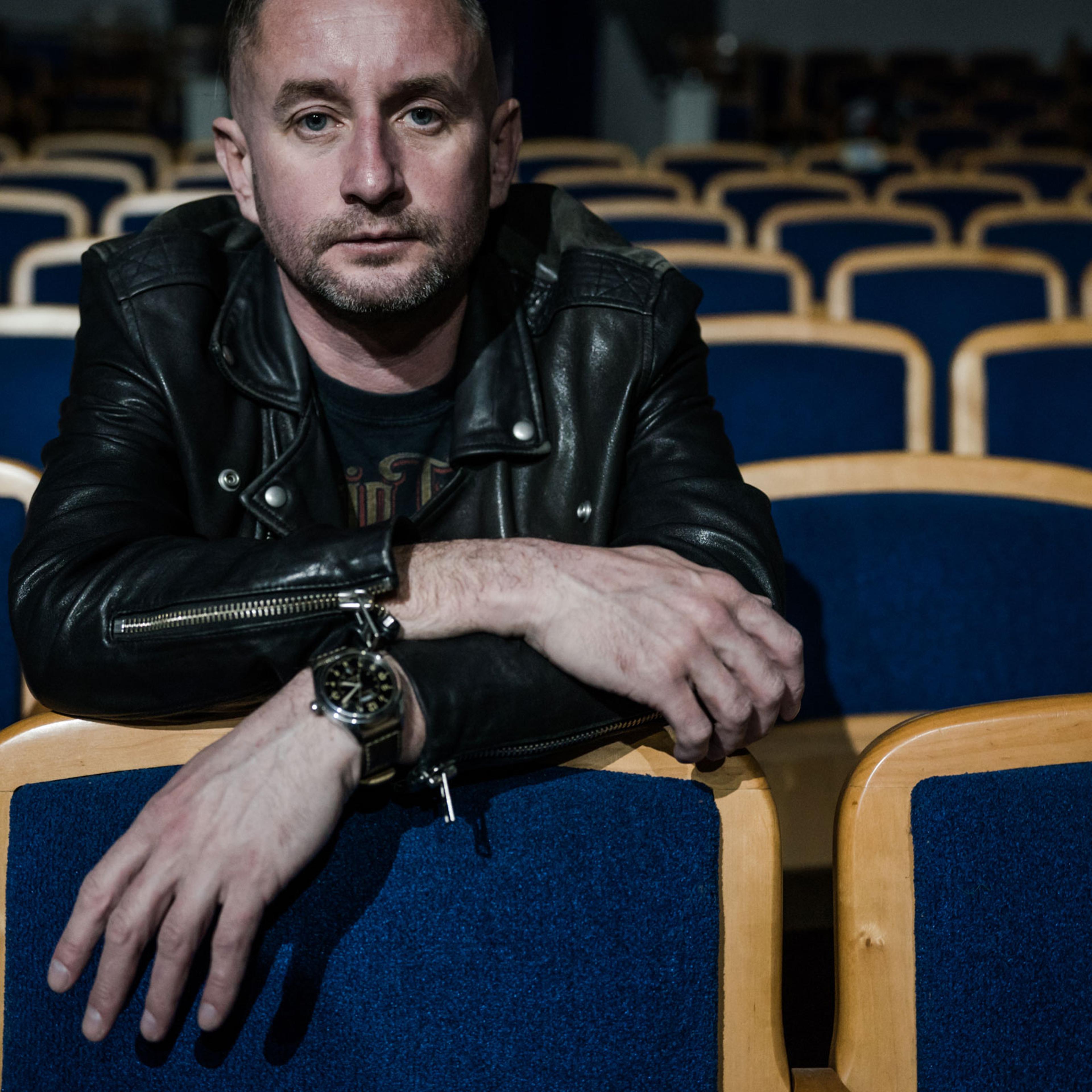 Serhiy Zhadan, an Ukrainian poet and artist, poses for a portrait in a puppet theatre in Kharkiv, Ukraine