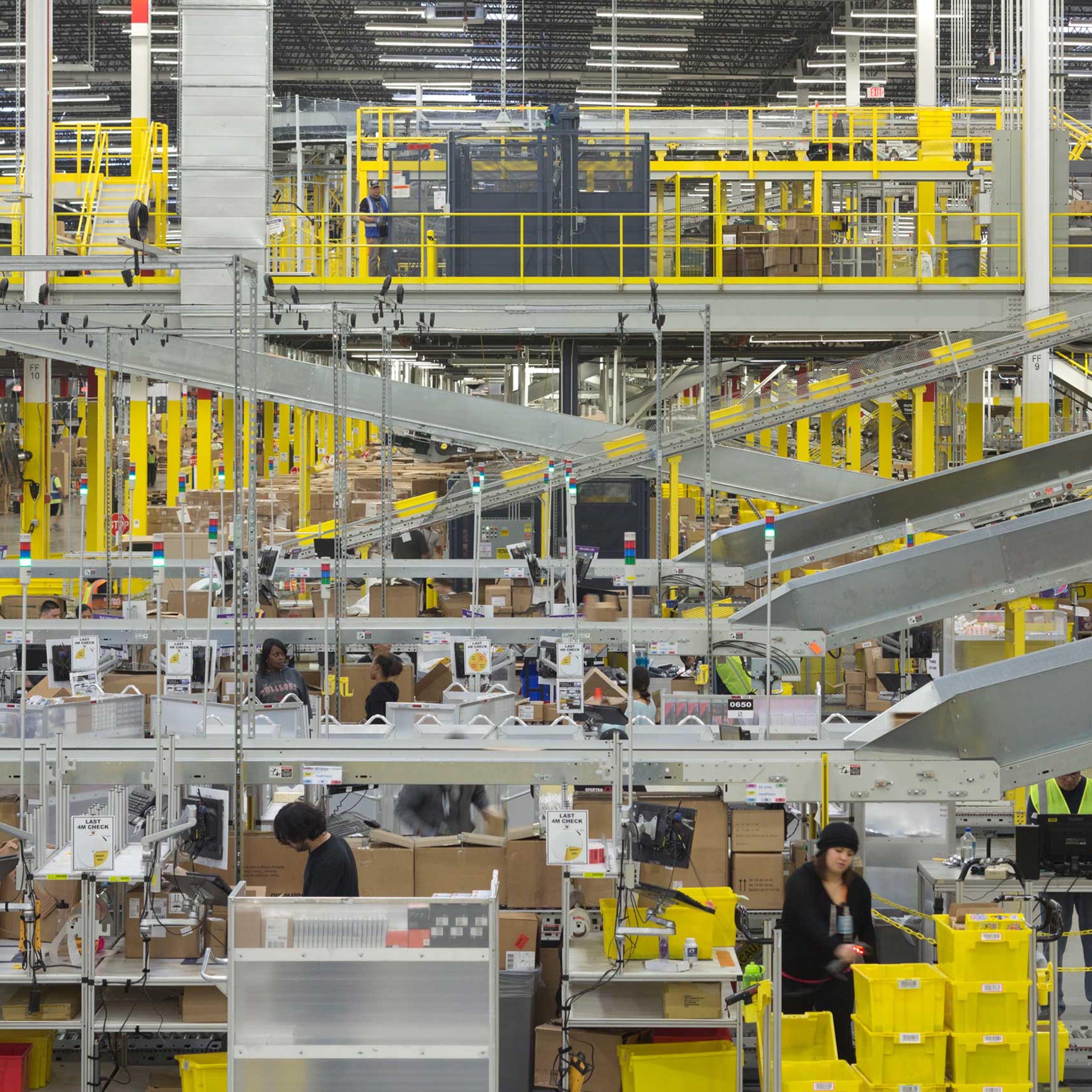 The packaging process at the Amazon fulfillment center in Tracy, Calif. on Nov. 21, 2014.