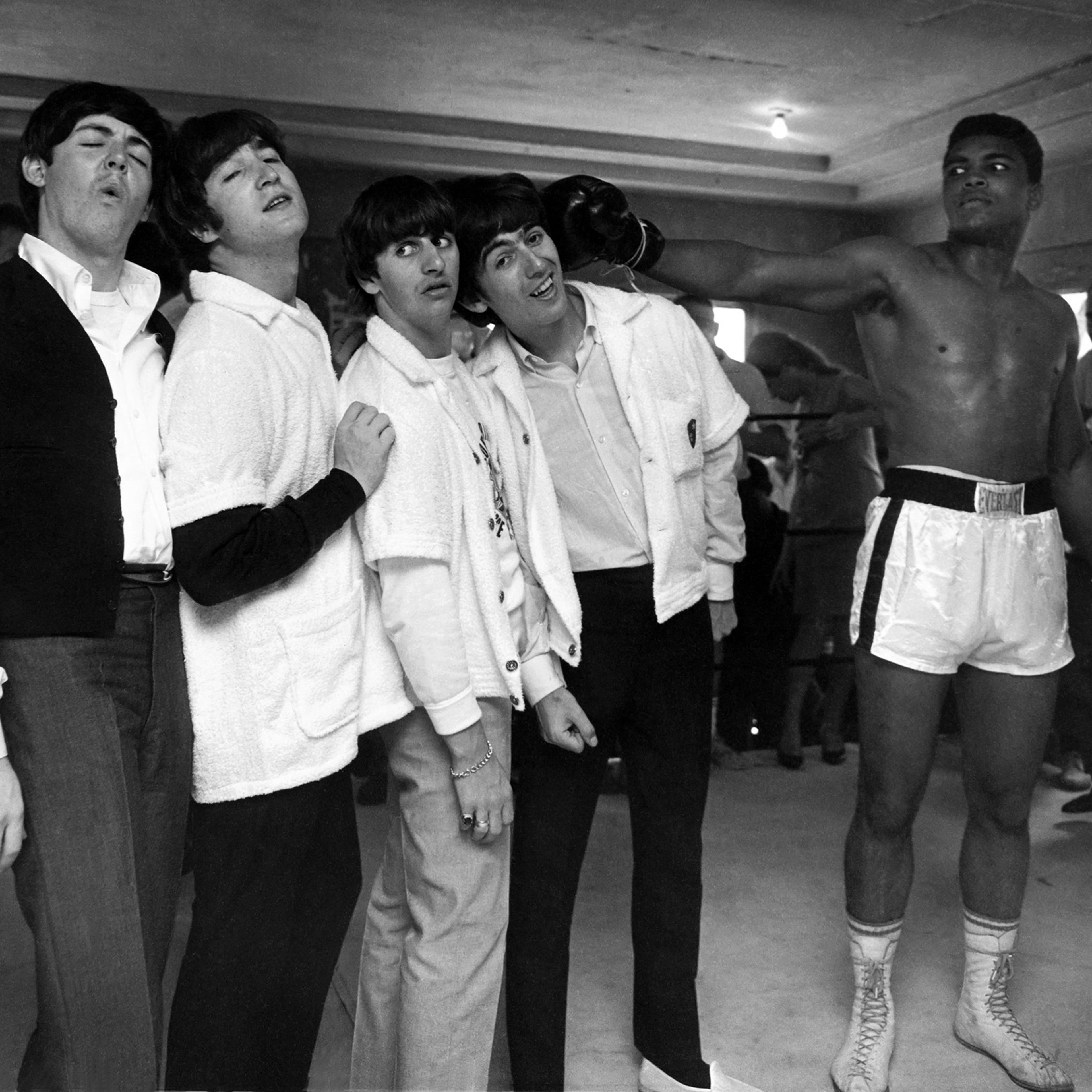 The Beatles and Cassius Clay, 5th street Gym, Miami, 1964.