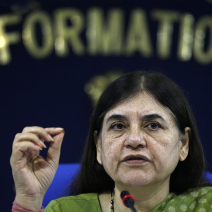 Press Conference Of Union Women And Child Development Minister Maneka Gandhi