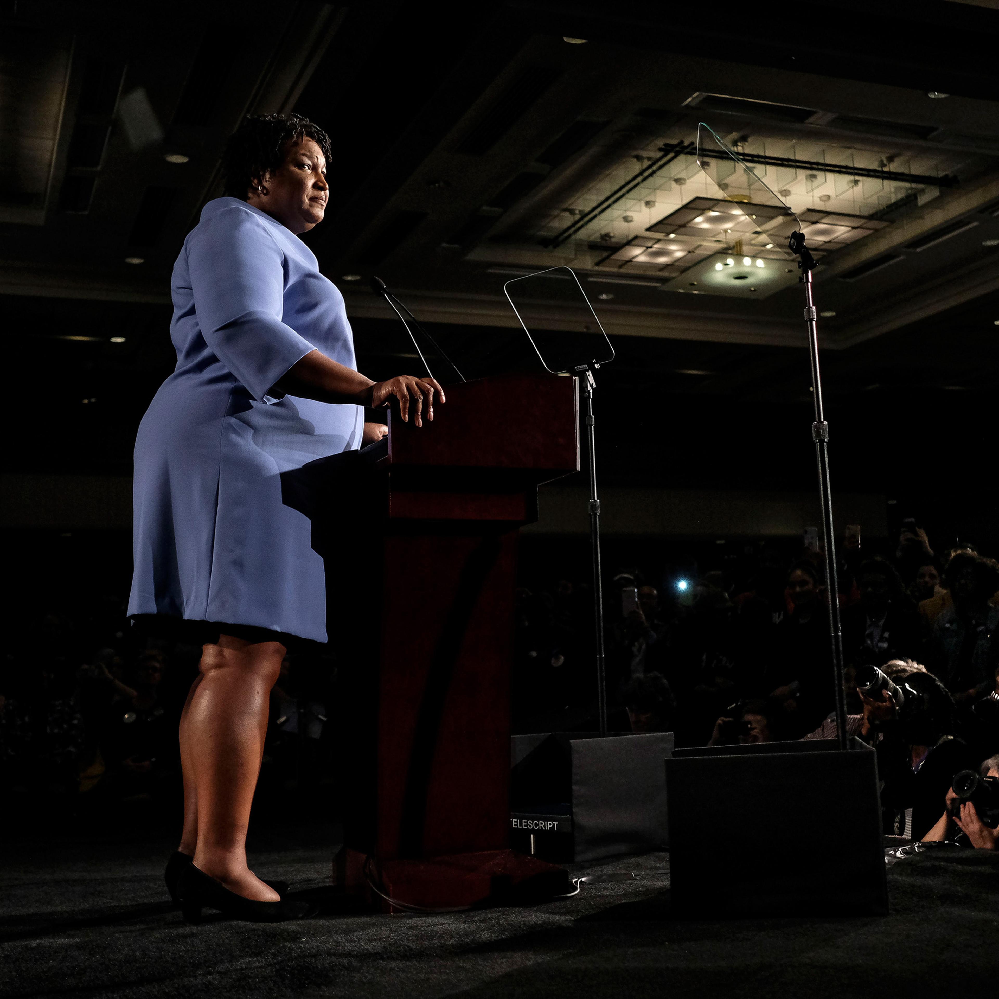 Democratic Gubernatorial candidate Stacey Abrams addresses supporters at an election watch party on November 6, 2018 in Atlanta, Georgia.