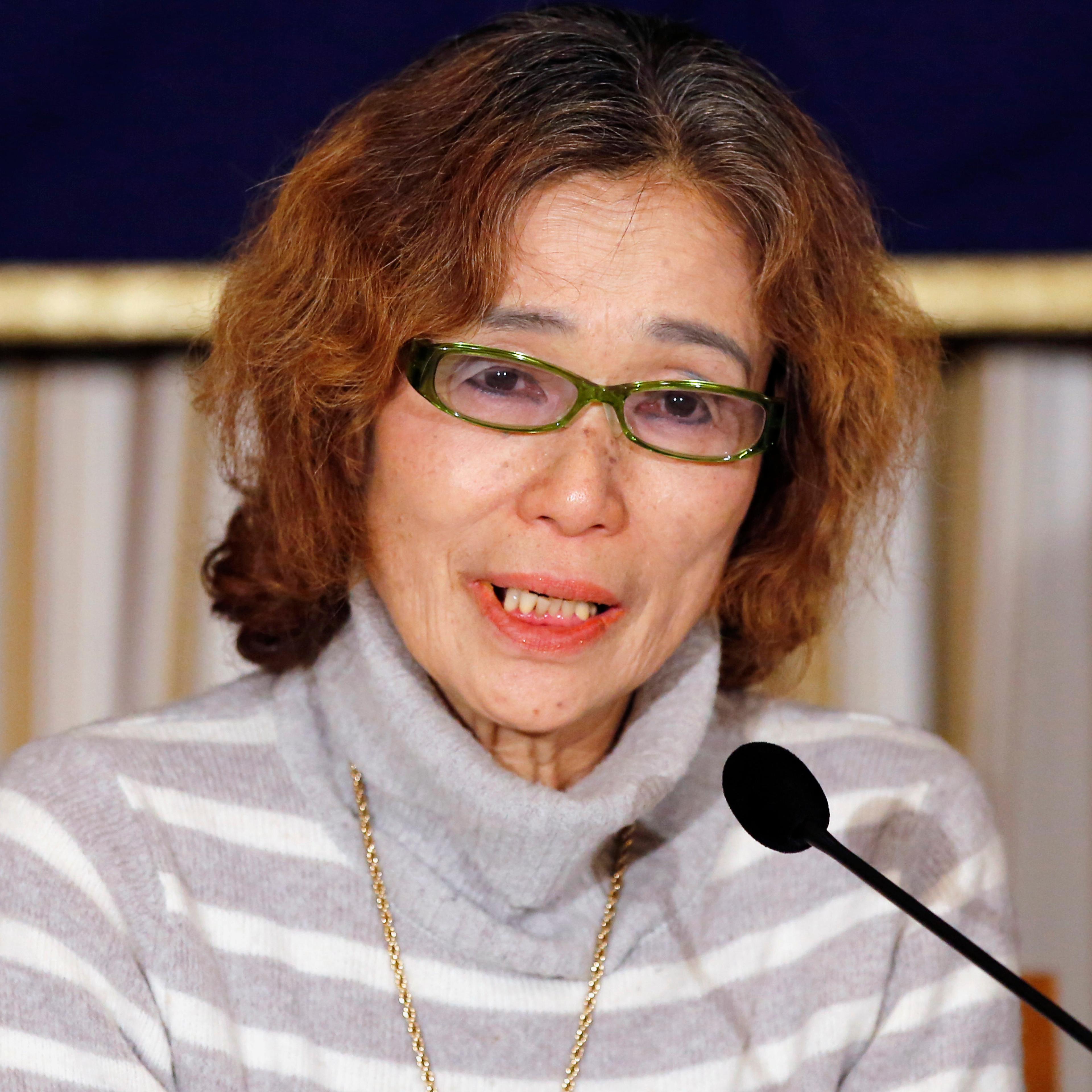Junko Ishido, mother of Kenji Goto, a Japanese journalist being held captive by Islamic State militants speaks during a news conference at the Foreign Correspondents' Club of Japan in Tokyo