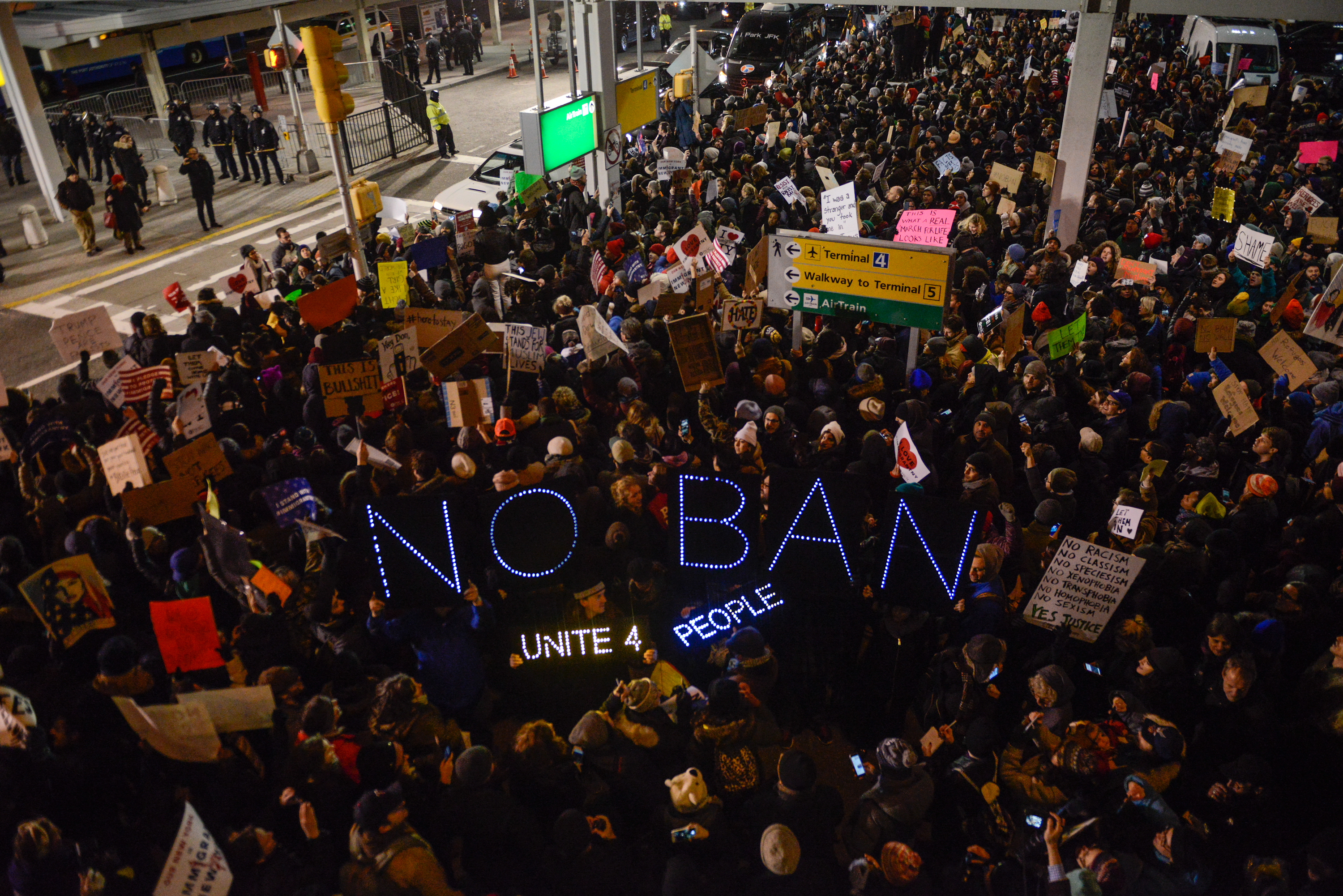 Protestors Rally At JFK Airport Against Muslim Immigration Ban