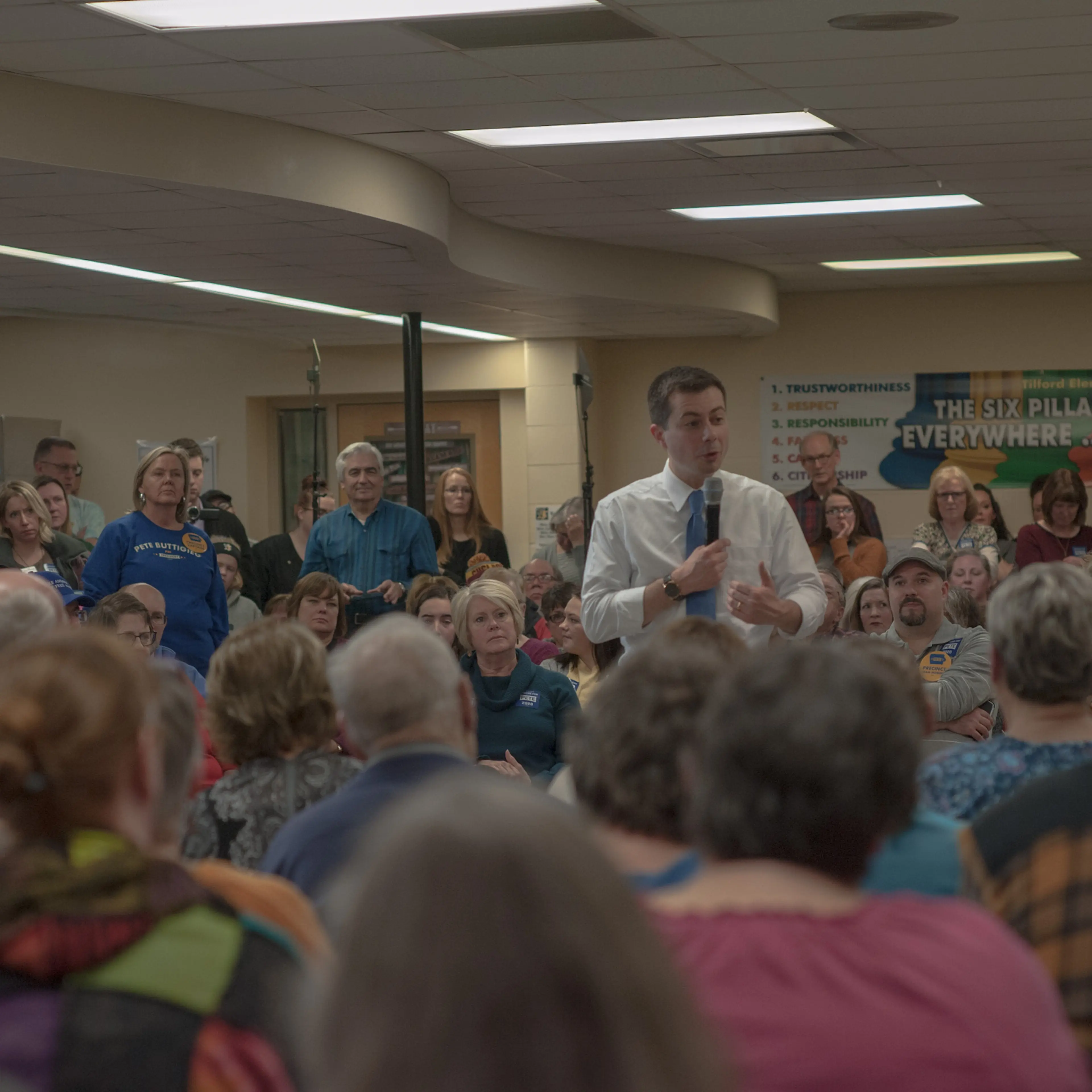 Pete Buttigieg at Town Hall in Vinton, IA on Jan. 27, 2020. Photo by September Dawn Bottoms for TIME.