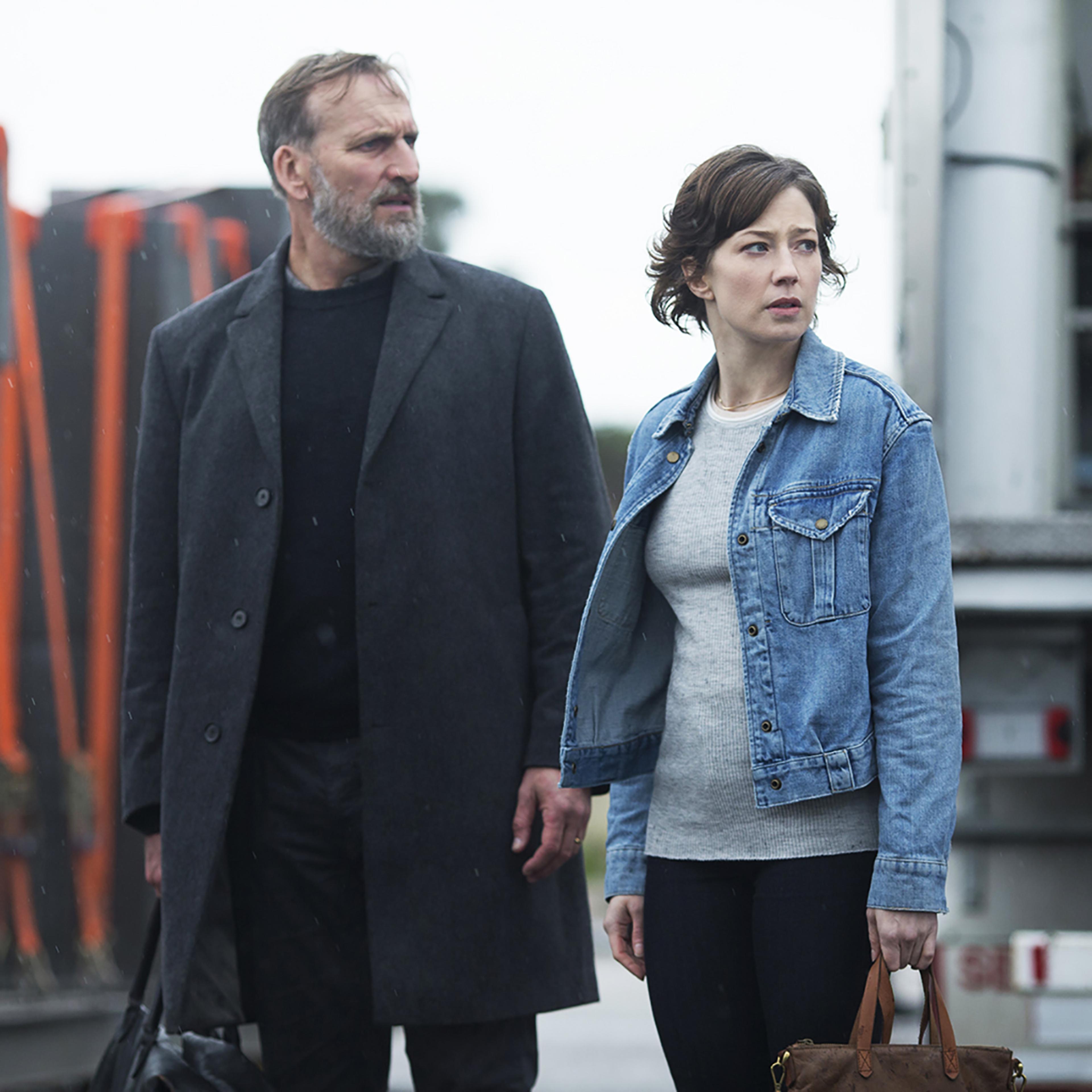 Christopher Eccleston and Carrie Coon in The Leftovers.