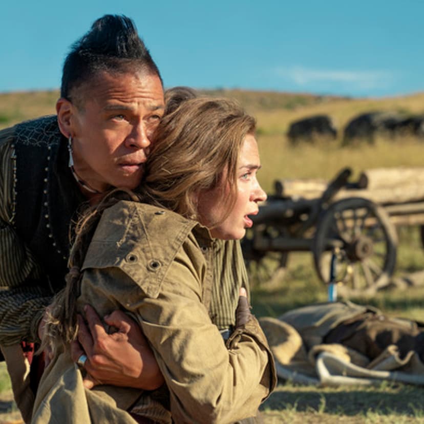 Chaske Spencer and Emily Blunt in <i>The English</i>
