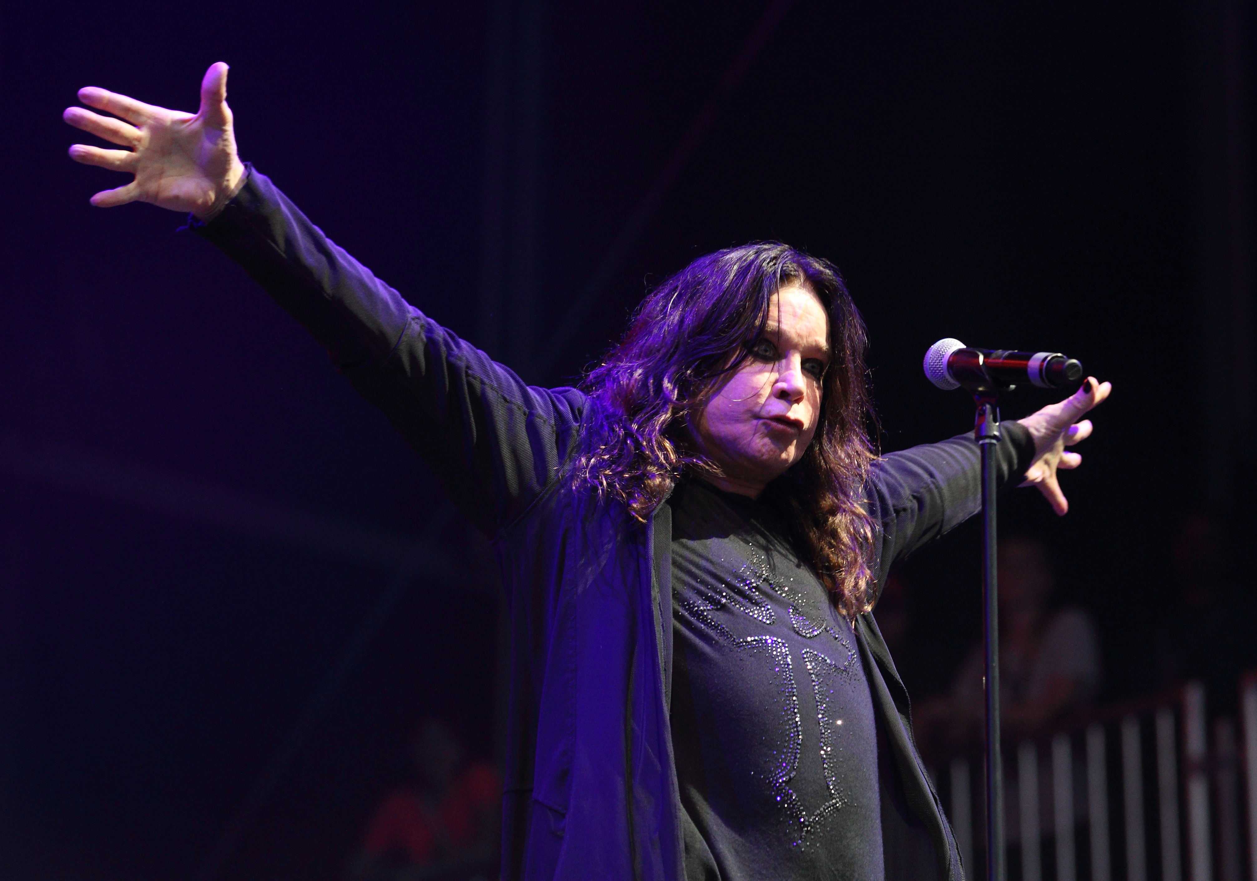FILE - This Aug. 3, 2012 file photo shows Ozzy Osbourne of Black Sabbath performing at the Lollapalooza festival in Chicago's Grant Park