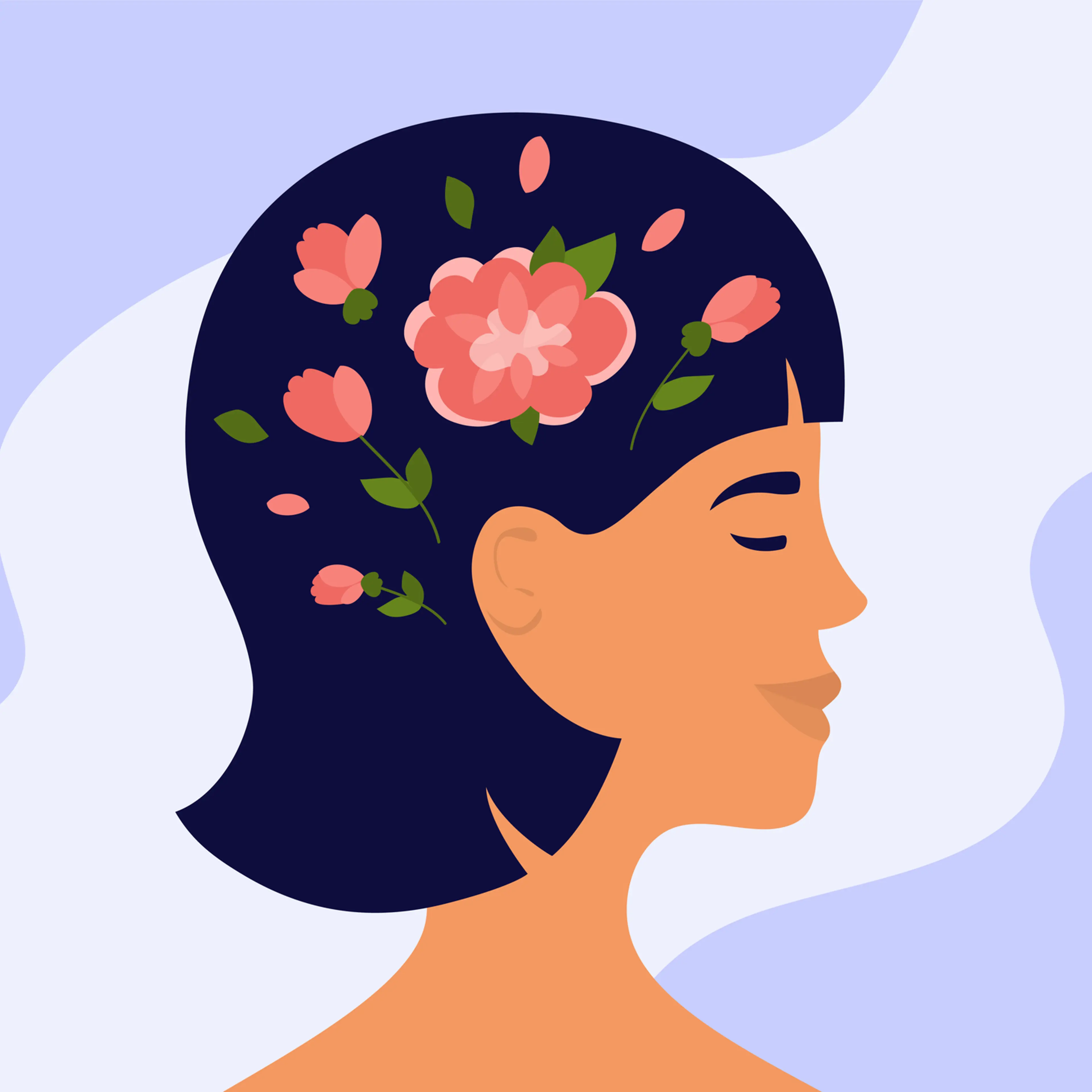 Blooming brain of young woman