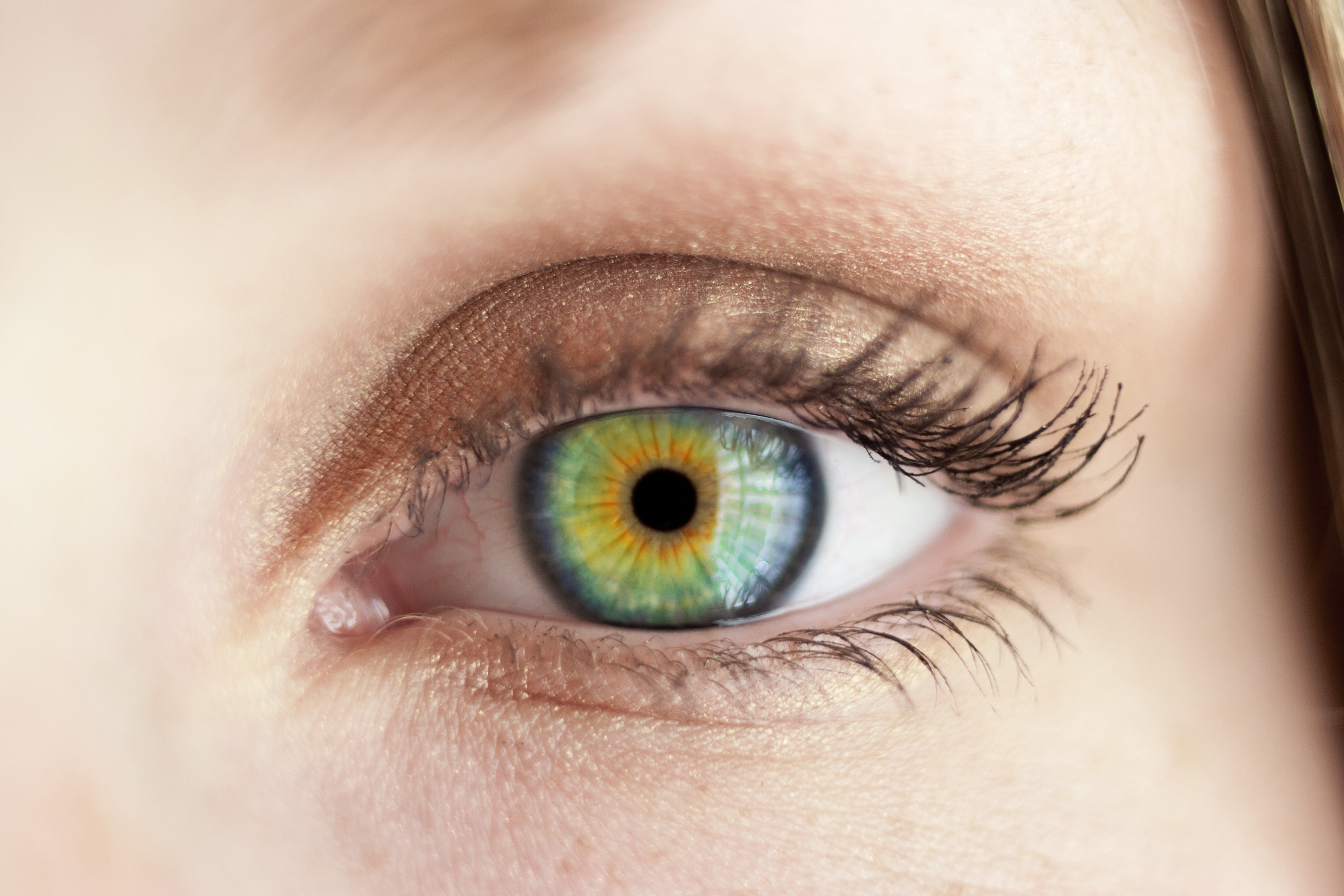 Macro shot of a felmale eye with green iris