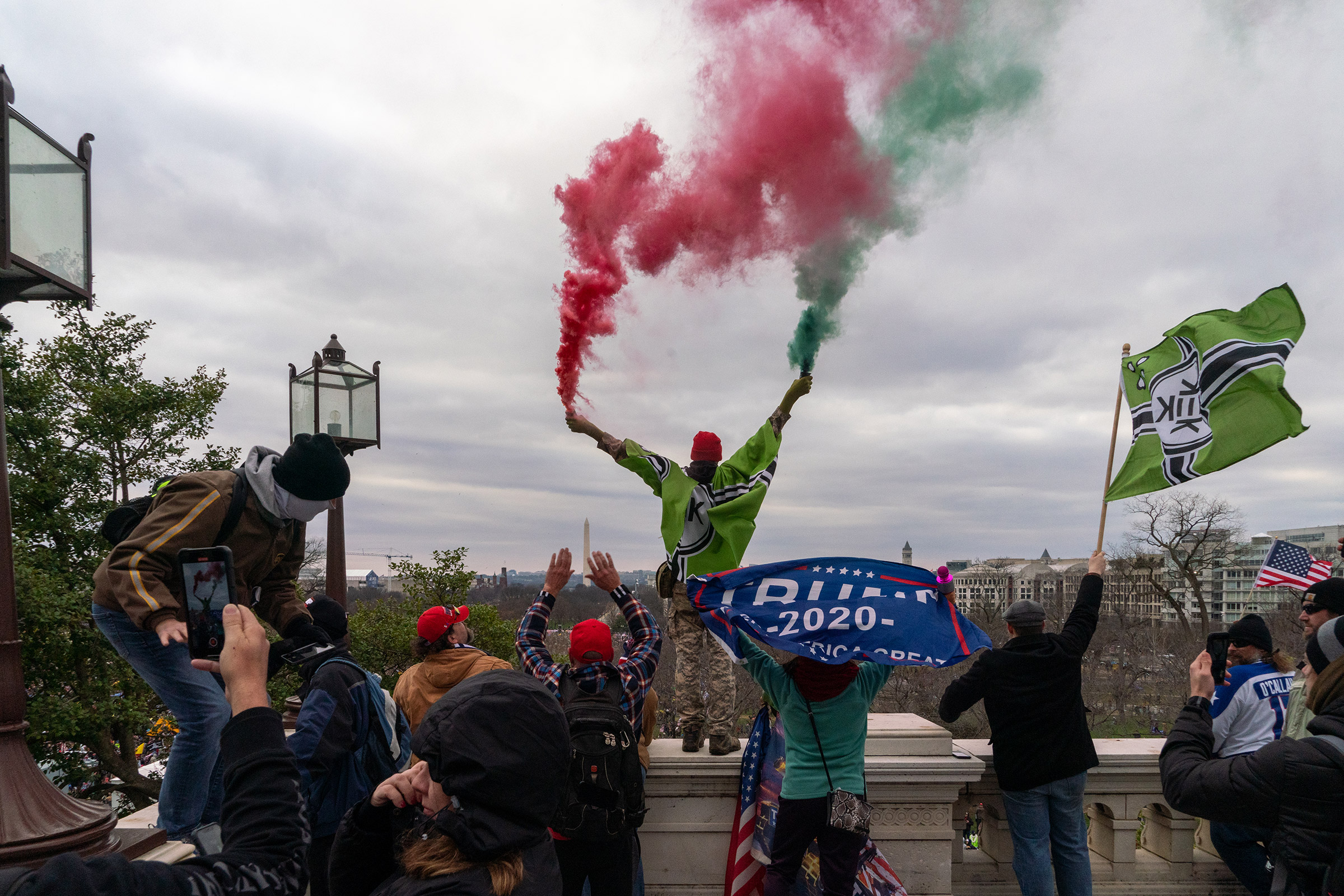 2020.Washington DC. USA. Following an inflammatory speech by President Trump, protestors objecting to the certification of Joe Biden by Congress storm the Capitol. They were briefly blocked by police before gaining entry, and wreaked havoc before being e