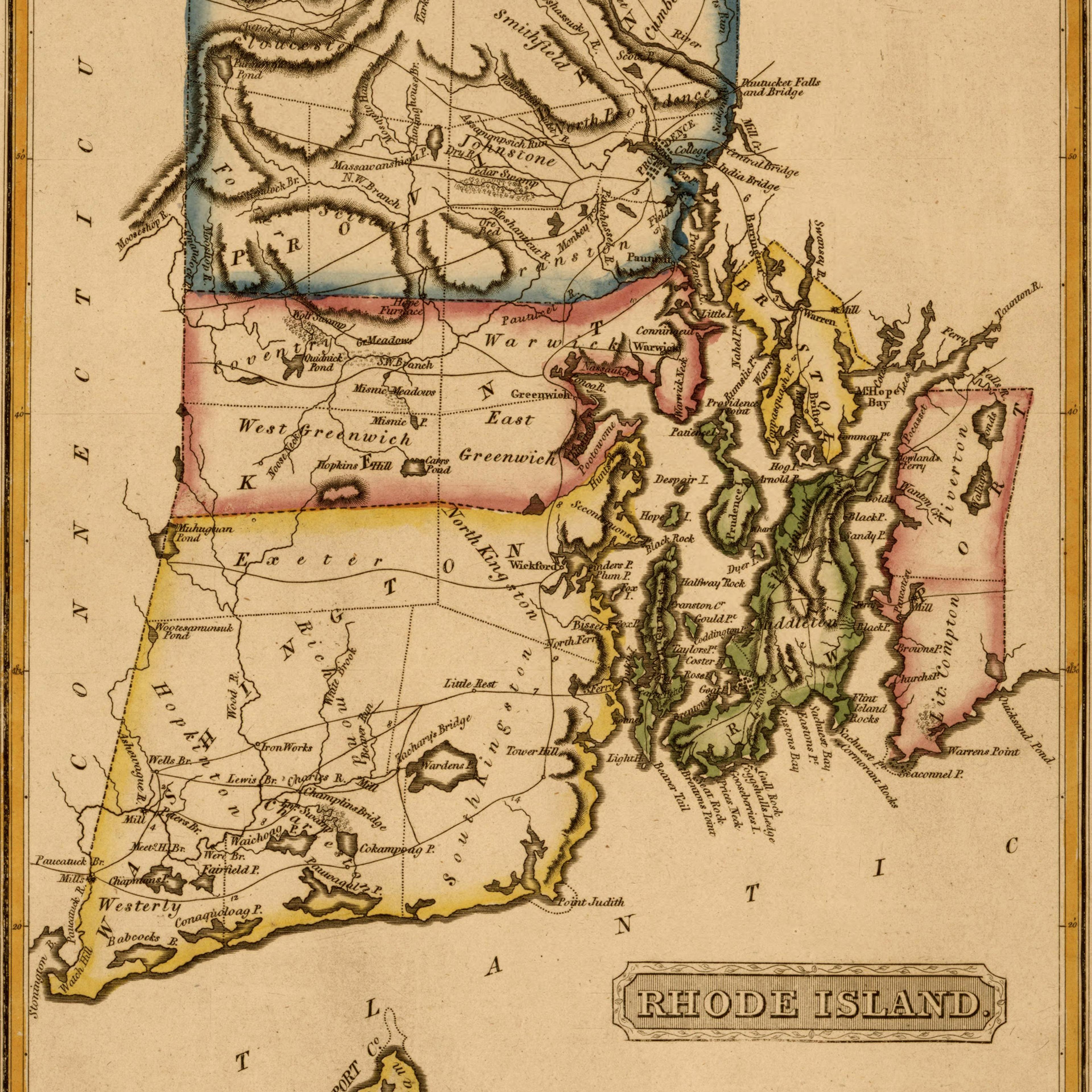 Map Of Rhode Island, 1817