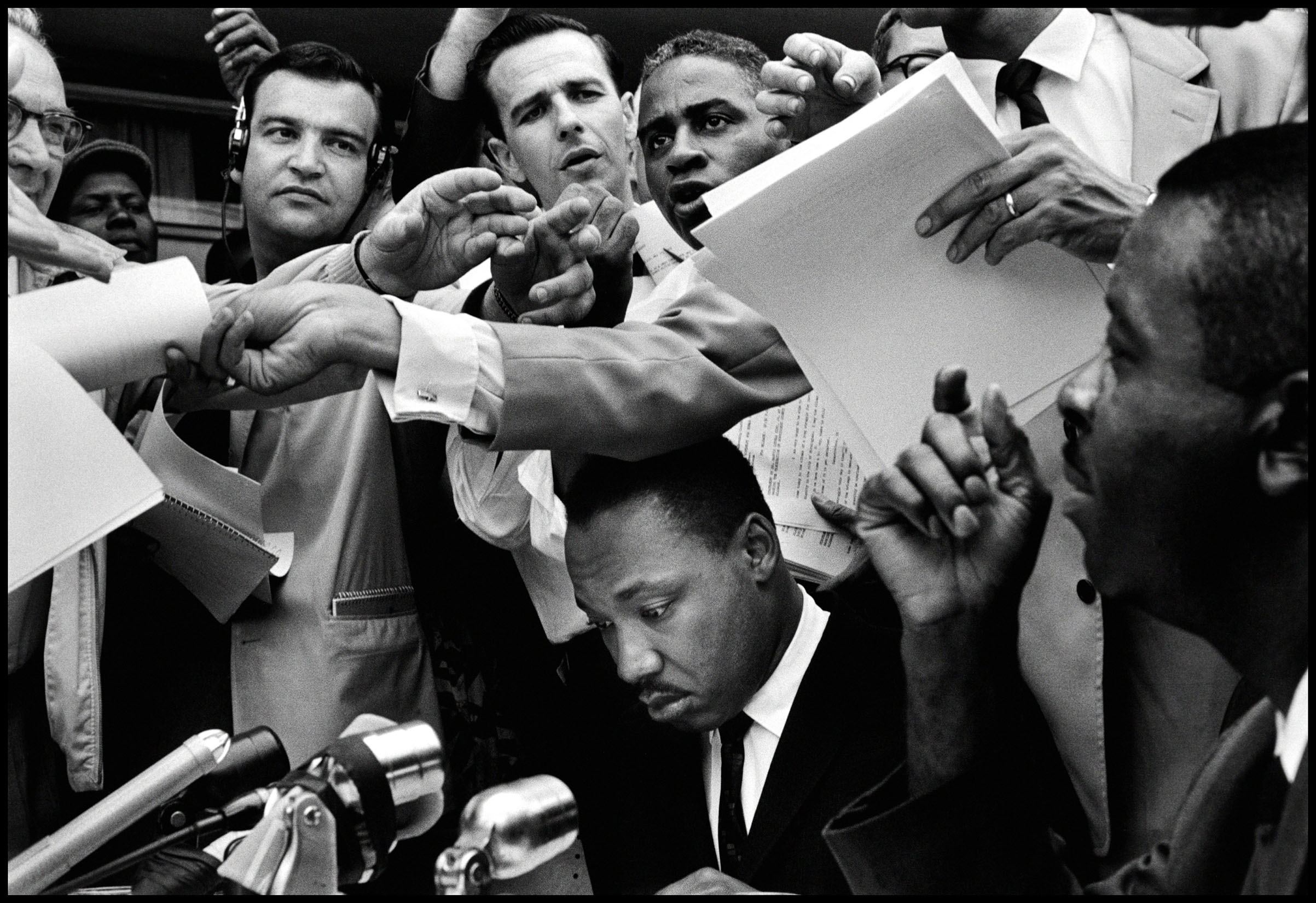 Martin Luther King Jr. attends a press conference in Alabama in 1963