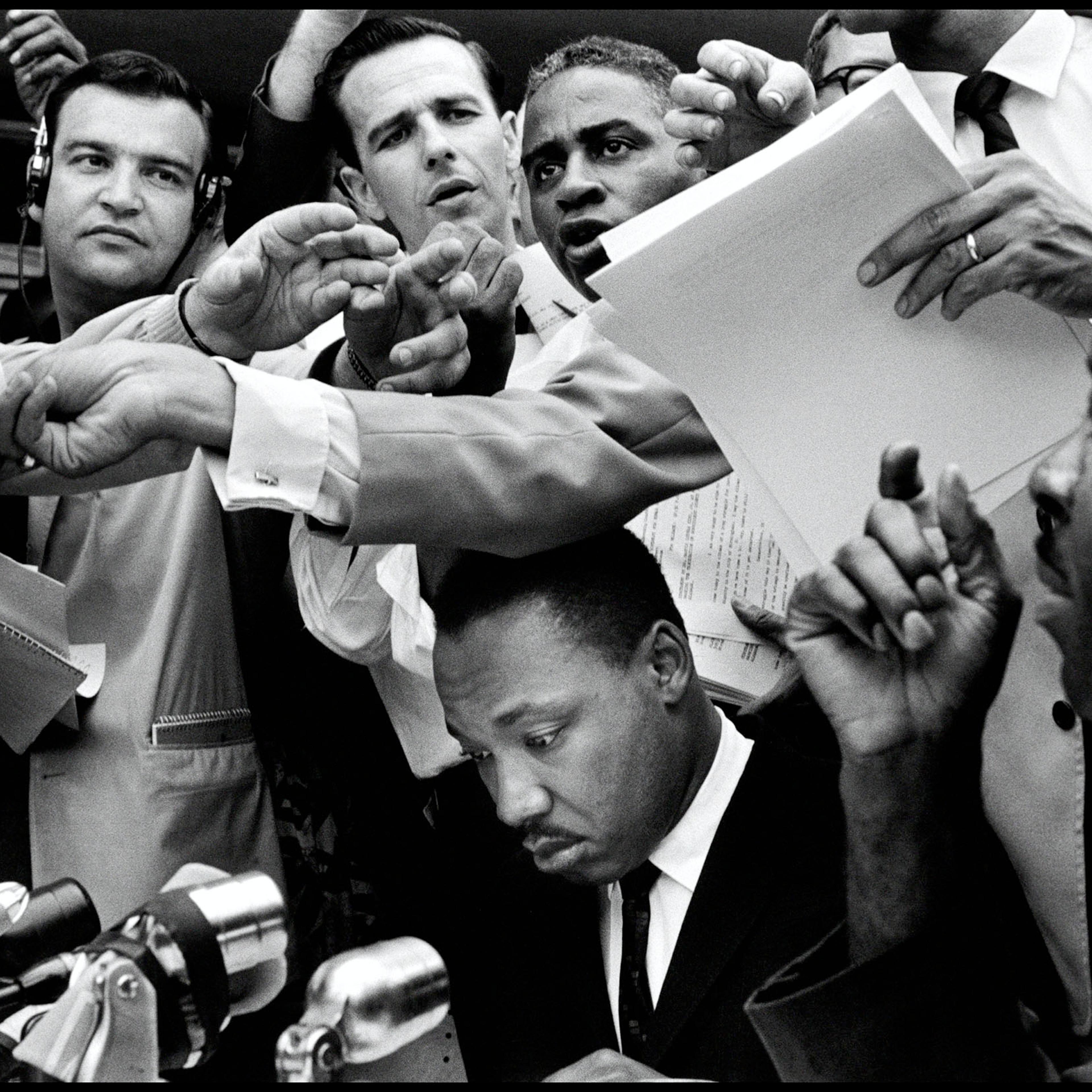 Martin Luther King Jr. attends a press conference in Alabama in 1963