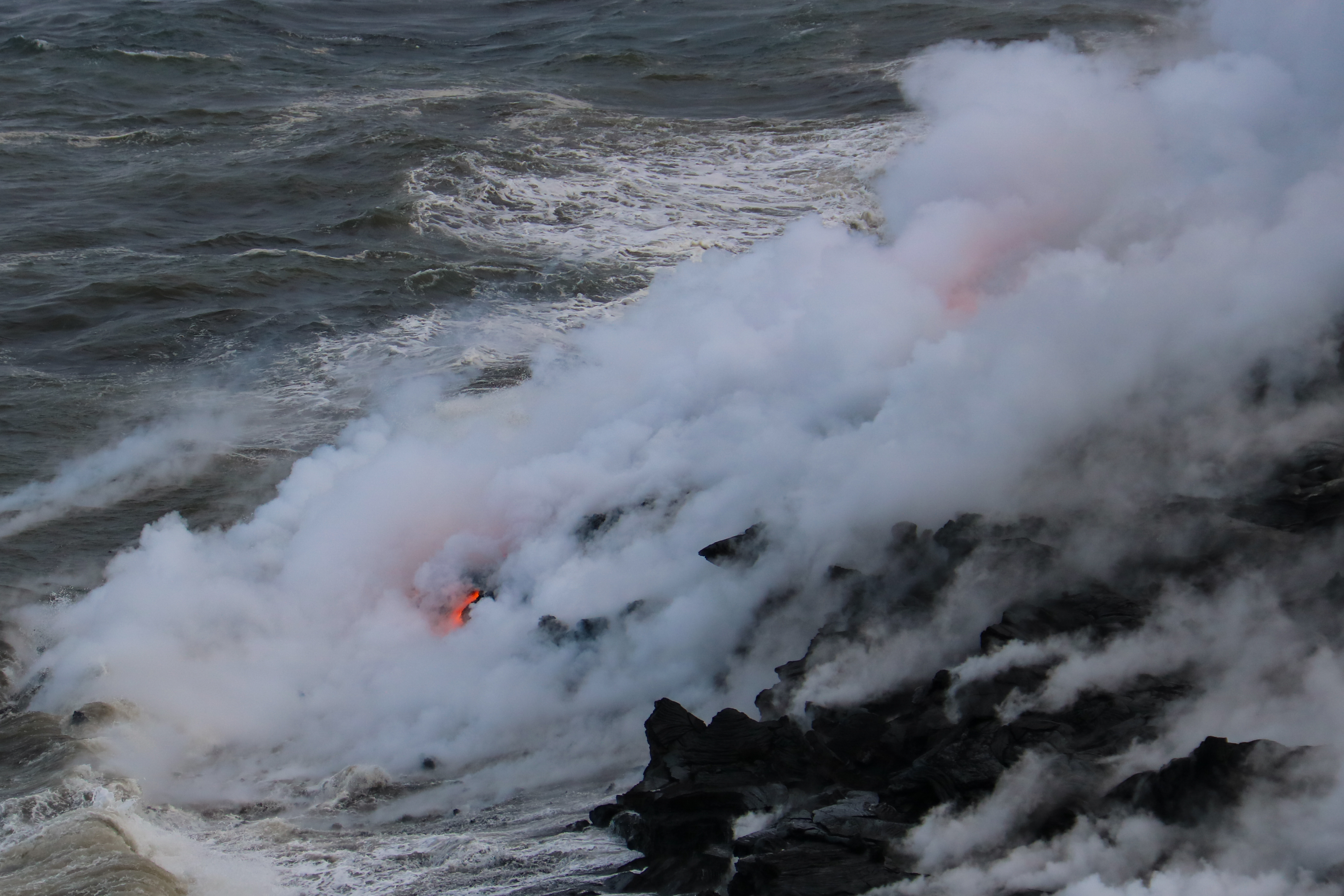 Lava from Kilauea flowing into the ocean