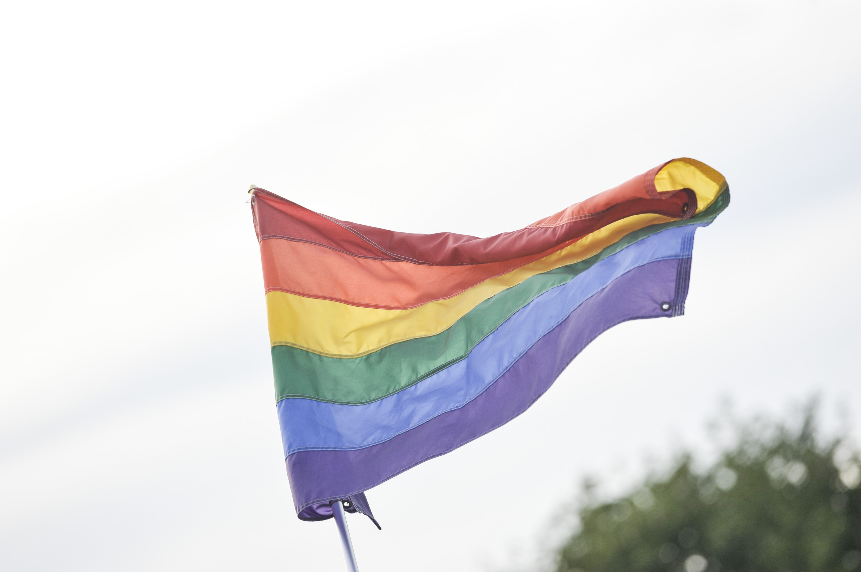 The rainbow flag, commonly the gay pride flag and LGBT pride flag, is seen during the 2016 Electric Zoo Festival at Randall's Island on September 2, 2016 in New York City.
