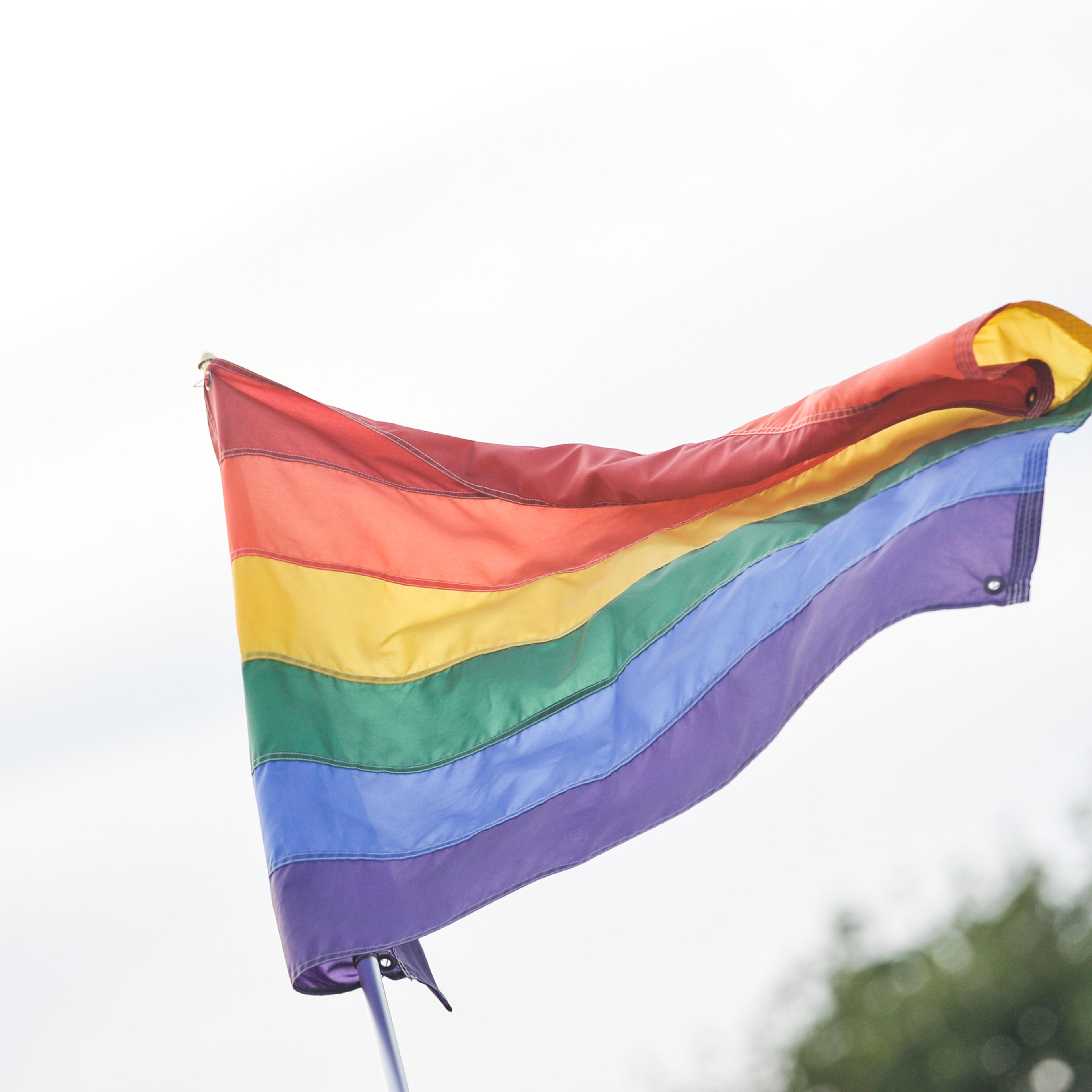 The rainbow flag, commonly the gay pride flag and LGBT pride flag, is seen during the 2016 Electric Zoo Festival at Randall's Island on September 2, 2016 in New York City.