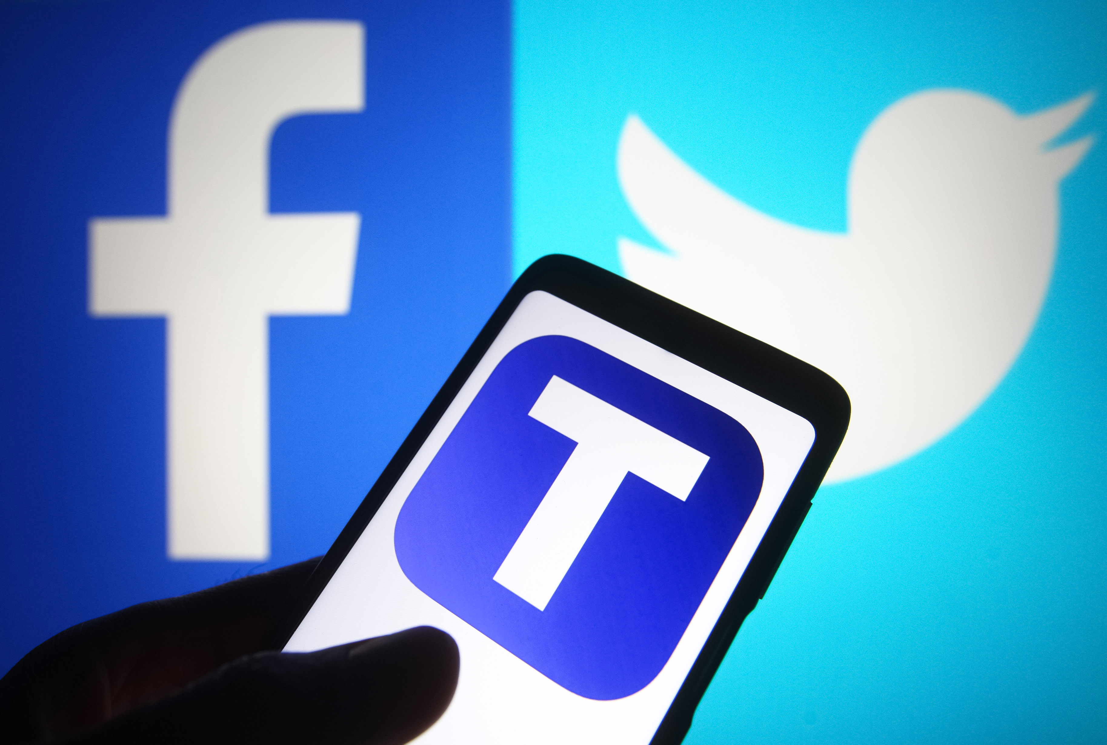 In this photo illustration, Truth Social logo of a social