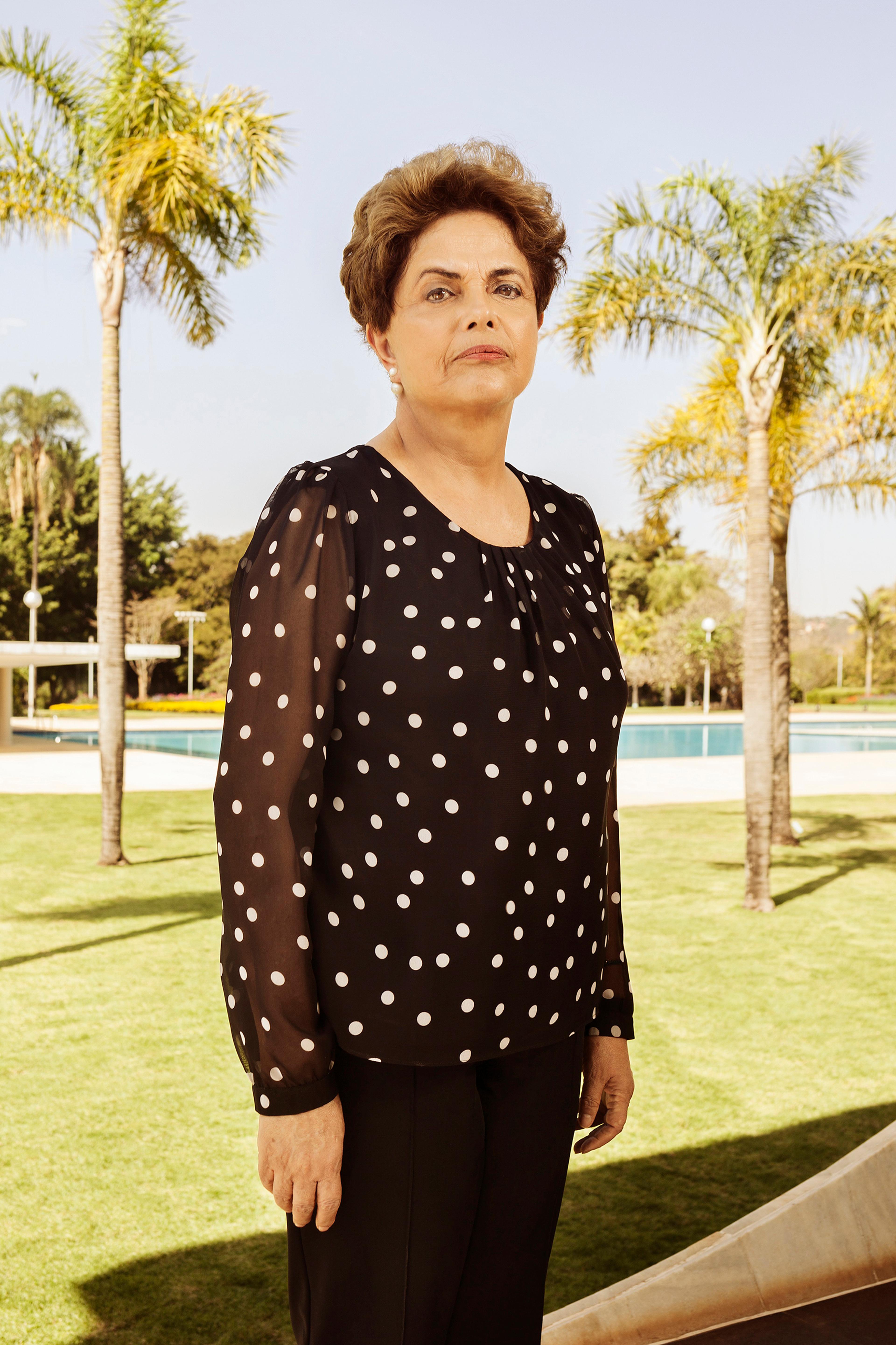 Suspended Brazilian President Dilma Rousseff outside the Alvorada residential palace in Brasilia on July 22, 2016.