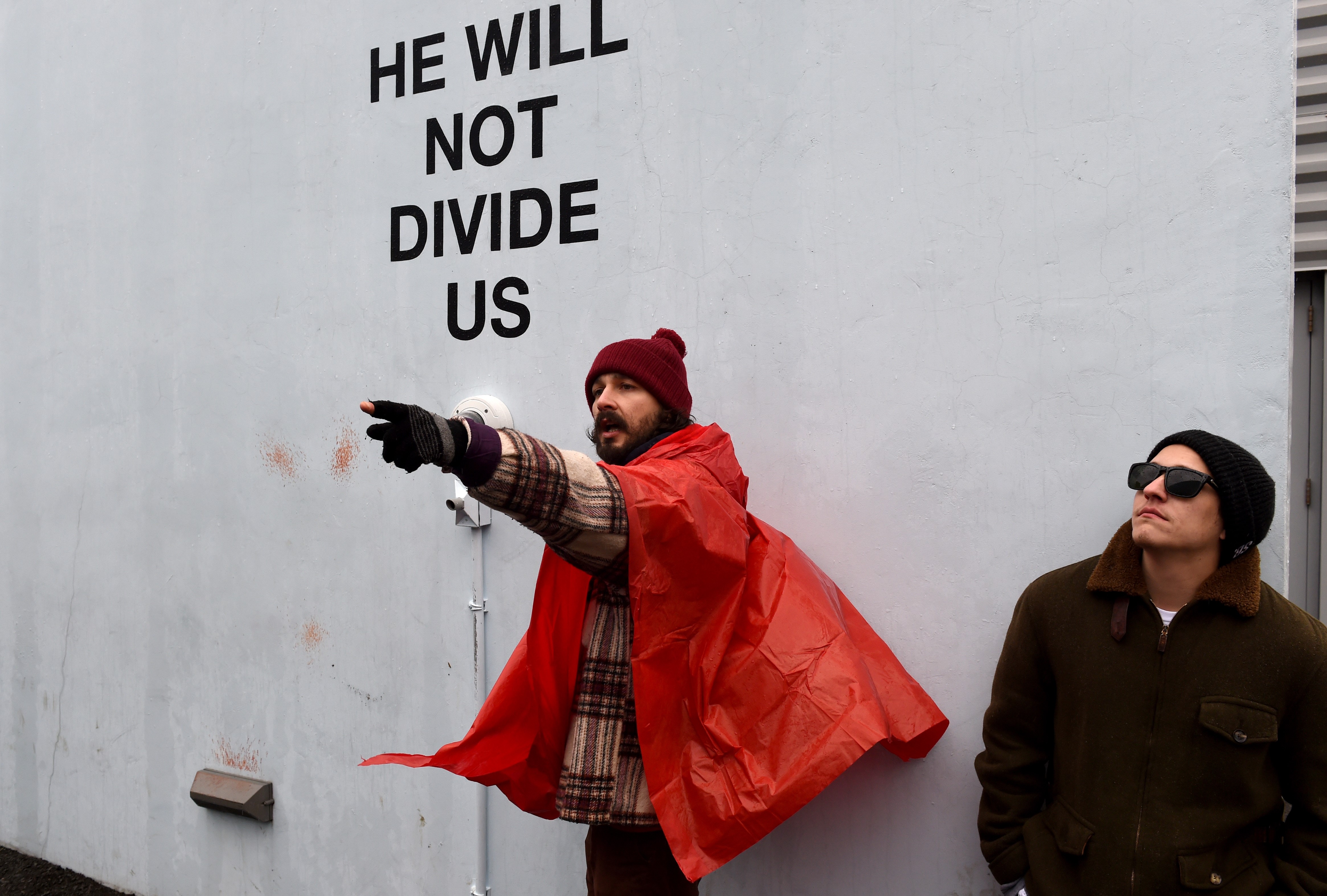 shia labeouf arrested anti trump art installation protest