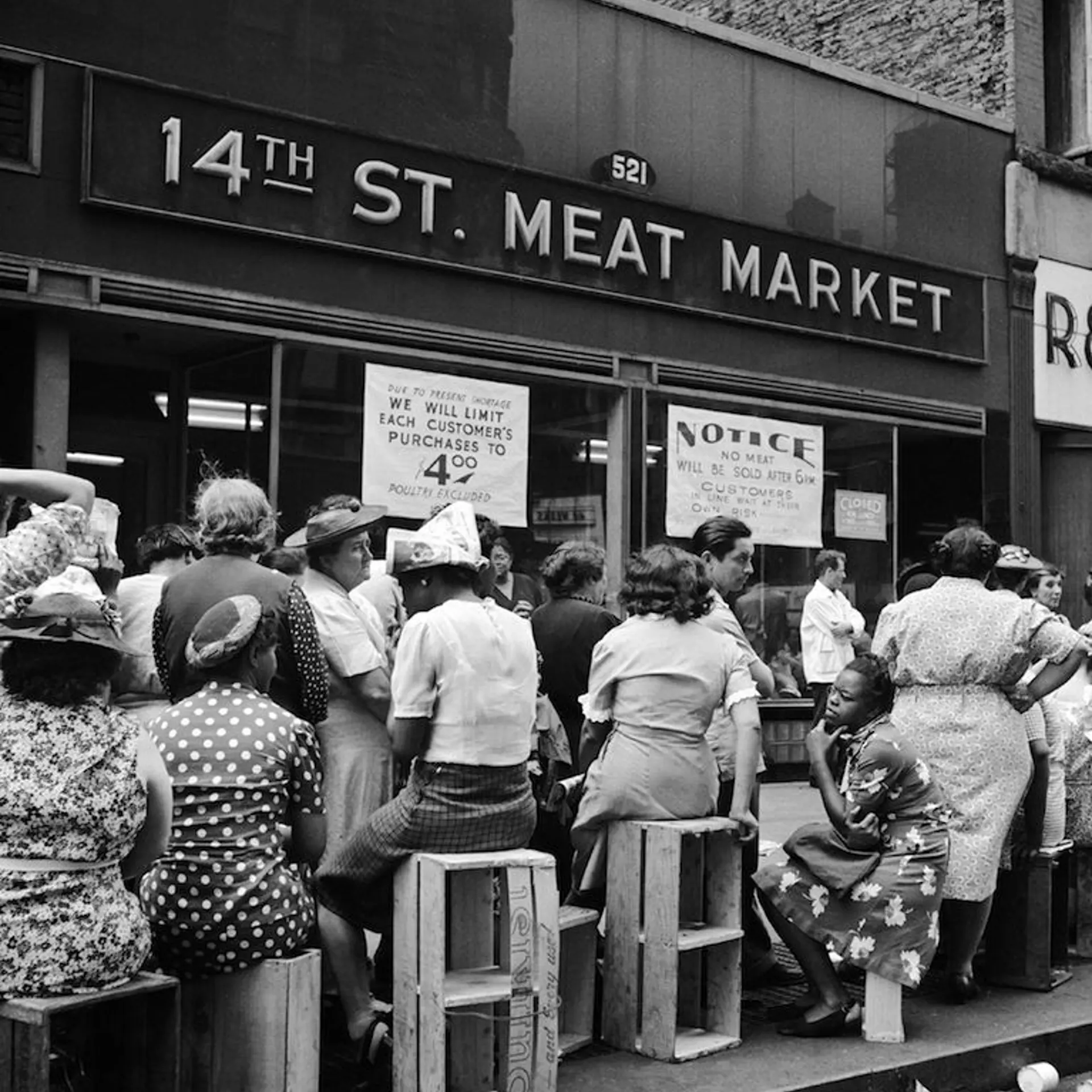 Queue In Front Of Trade For Meat In New York In 1946
