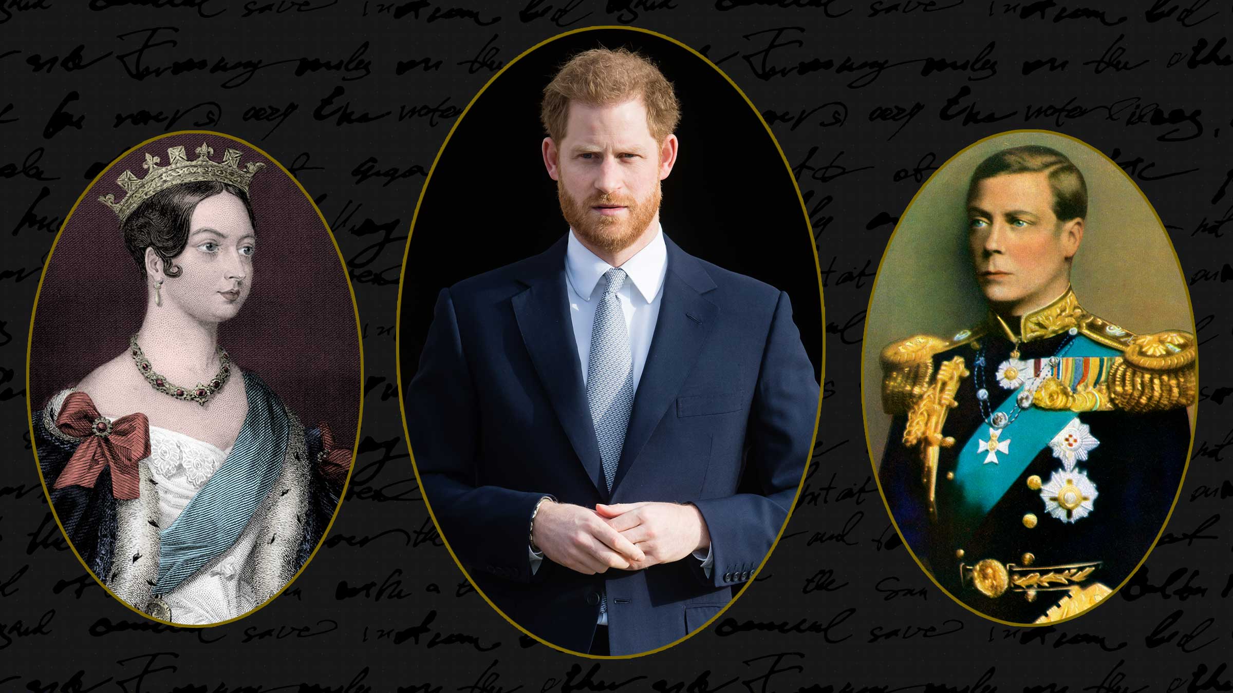 From L-R, Queen Victoria, Prince Harry, Edward VIII