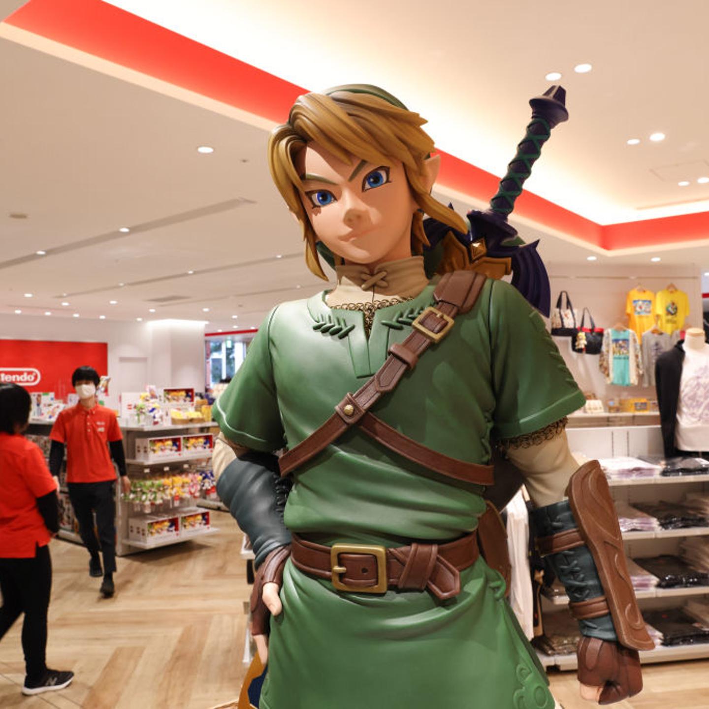 A figurine of Link, the main character of Nintendo's The Legend of Zelda franchise, inside the Nintendo Tokyo store in Shibuya, Japan.