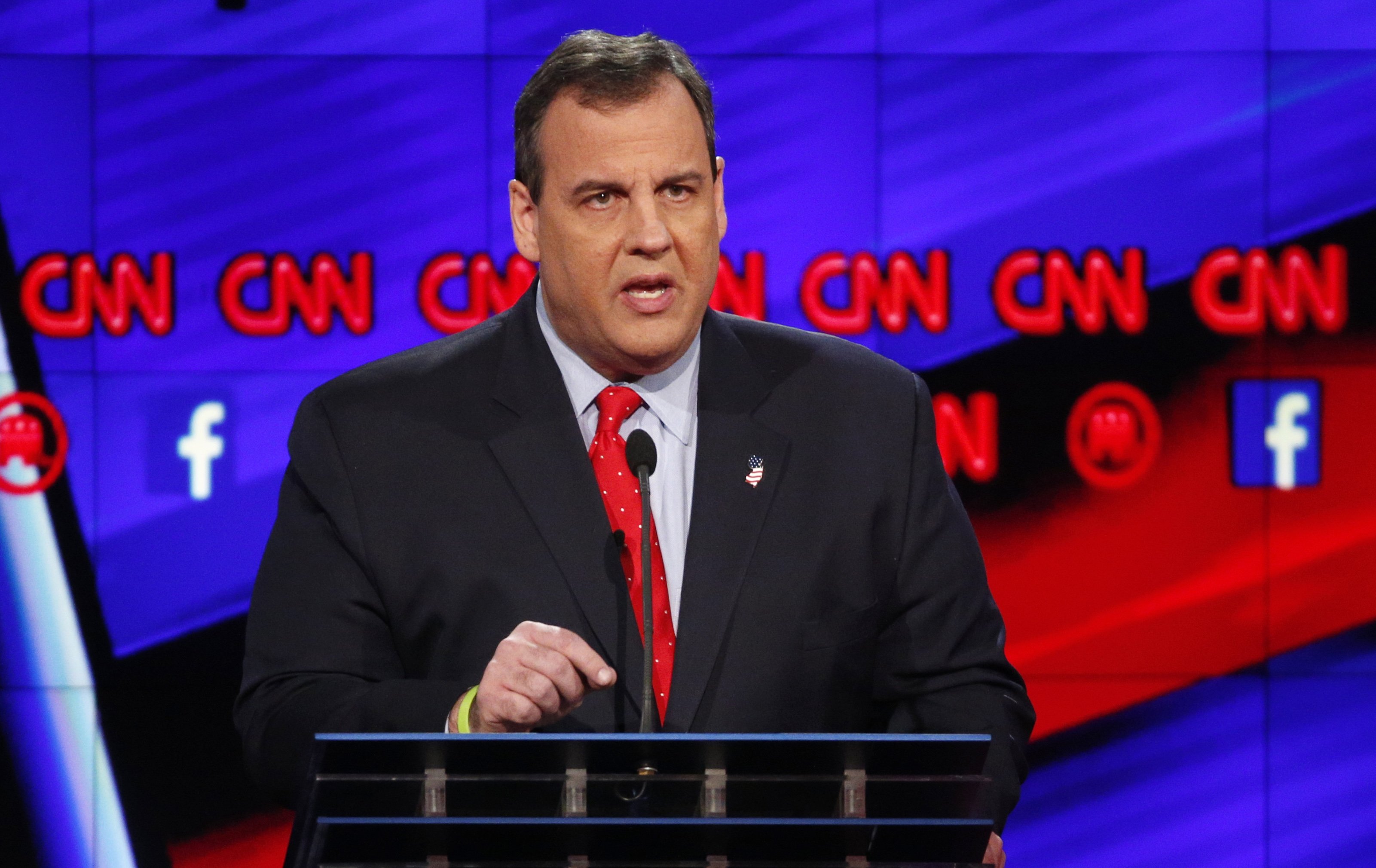 Chris Christie speaks during the Republican presidential debate at the Venetian Hotel & Casino on Tuesday, Dec. 15, 2015, in Las Vegas.