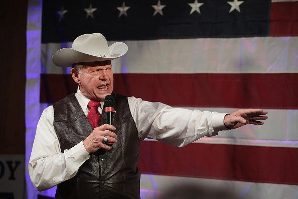 Republican candidate for the U.S. Senate in Alabama, Roy Moore, speaks at a campaign rally on September 25, 2017 in Fairhope, Alabama.