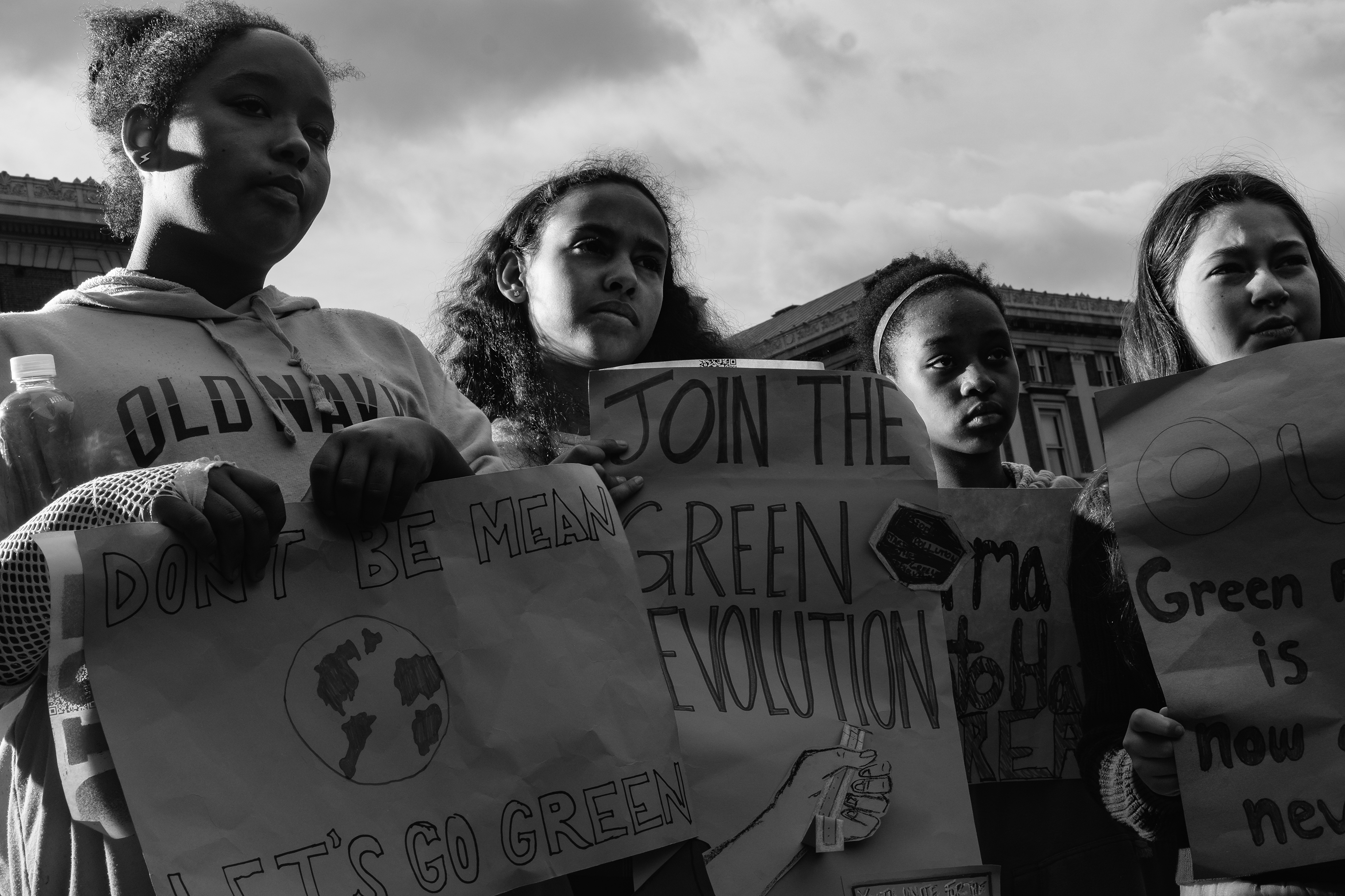 Students at a youth climate rally at Columbia University in New York City on March 15, 2019.