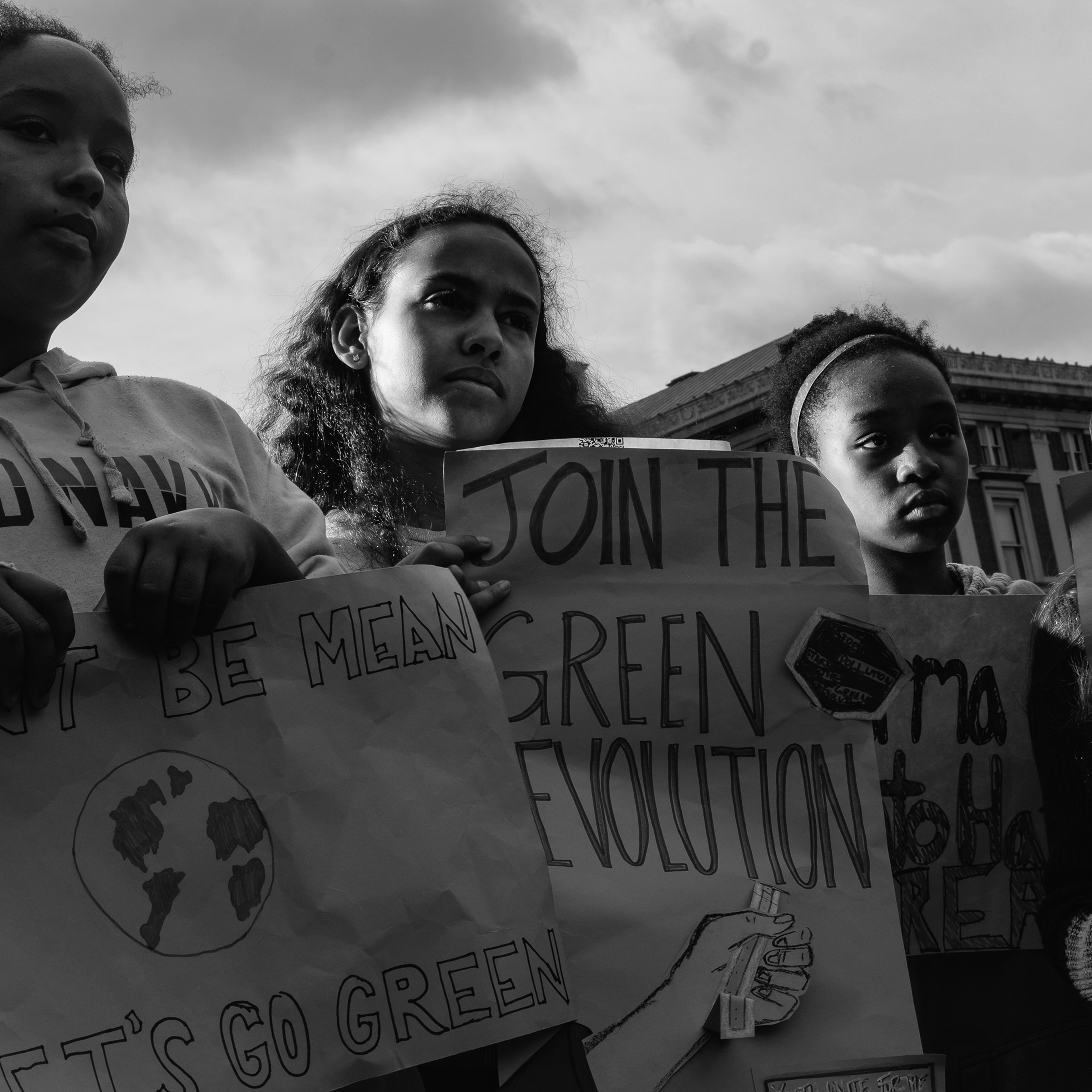 Students at a youth climate rally at Columbia University in New York City on March 15, 2019.