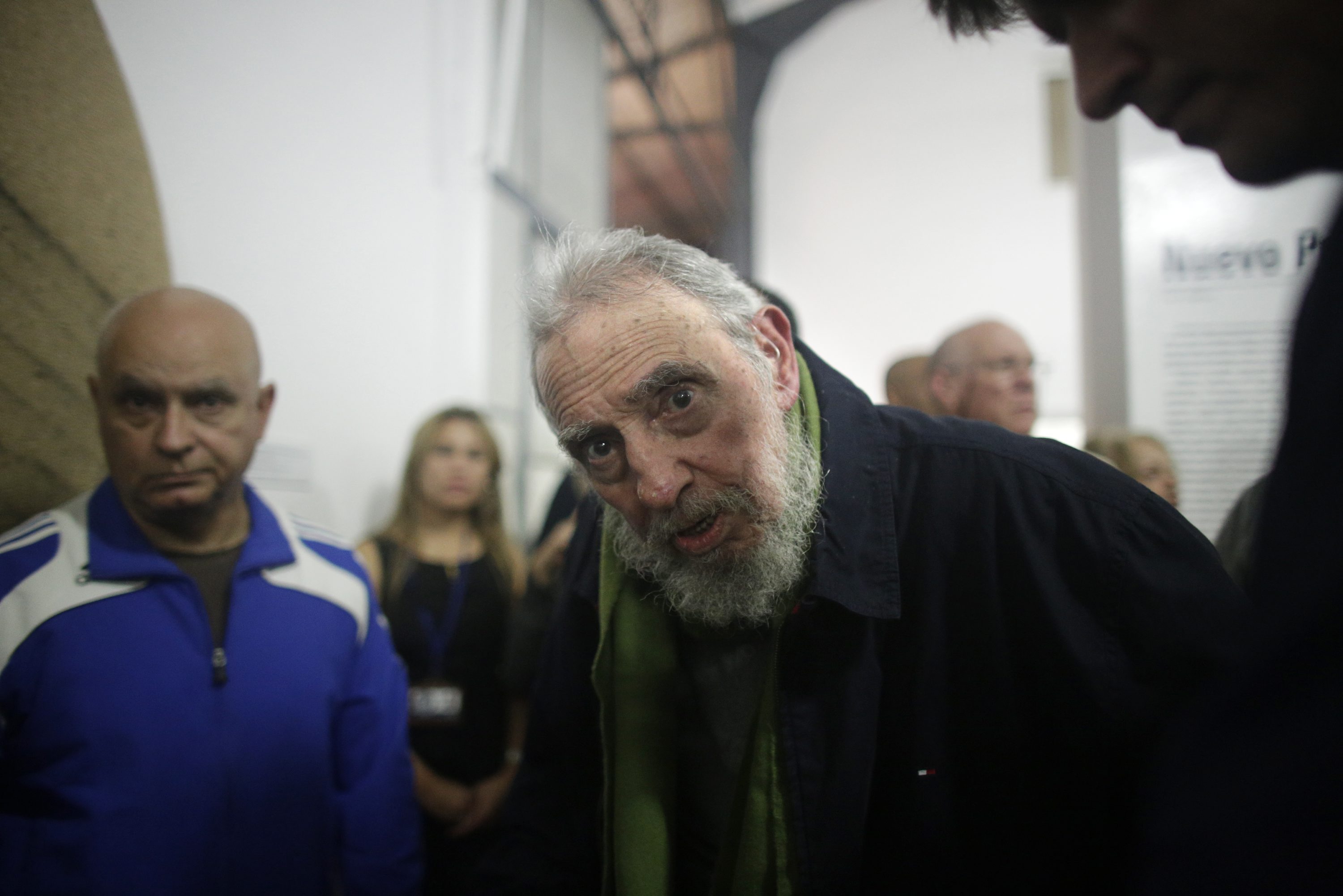Fidel Castro, Cuba's former president, during a rare public appearance to attend the inauguration of an art gallery in Havana, Cuba, Jan. 8, 2014.