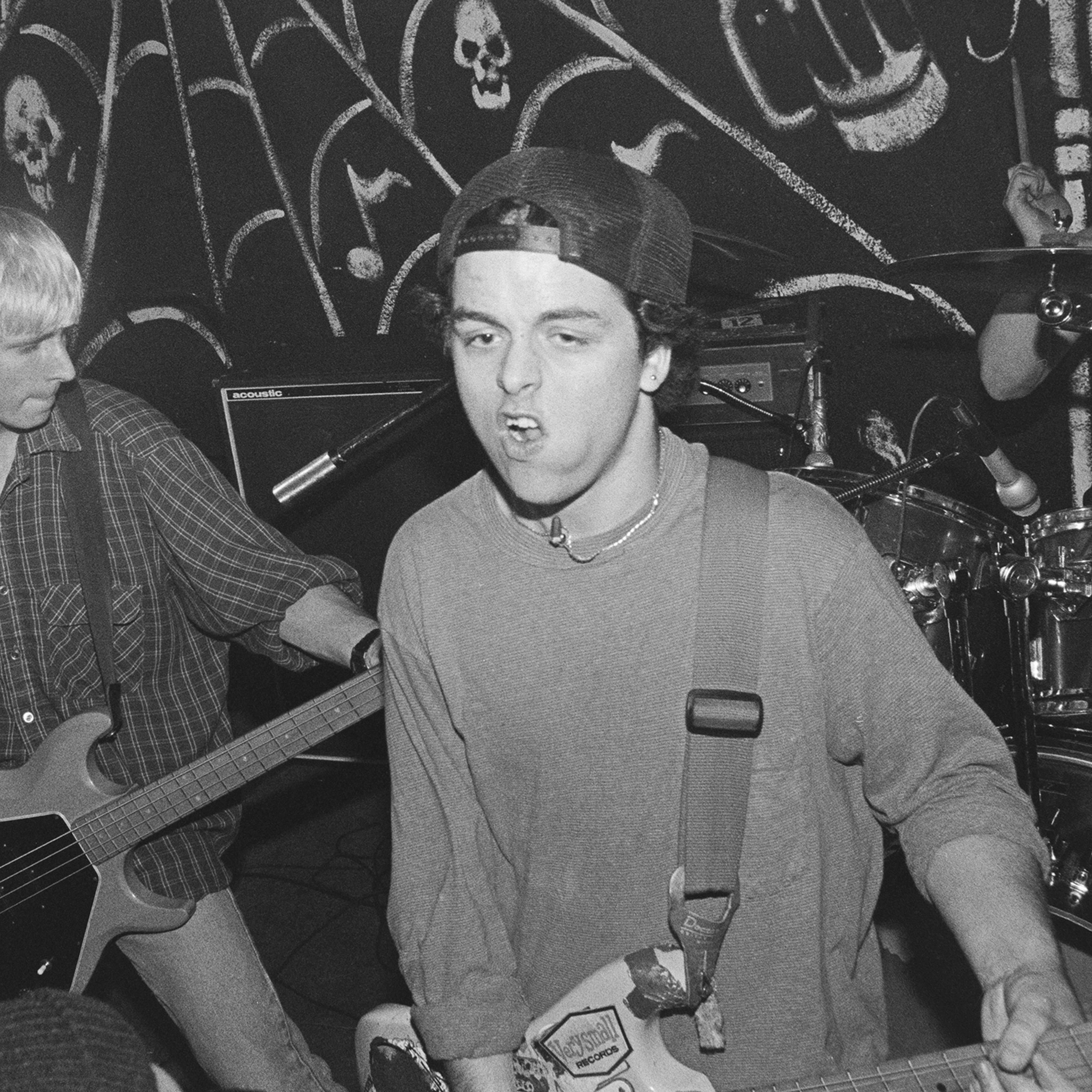 Green Day's "new" and present lineup on Jan. 26, 1991 in Downey Calif.