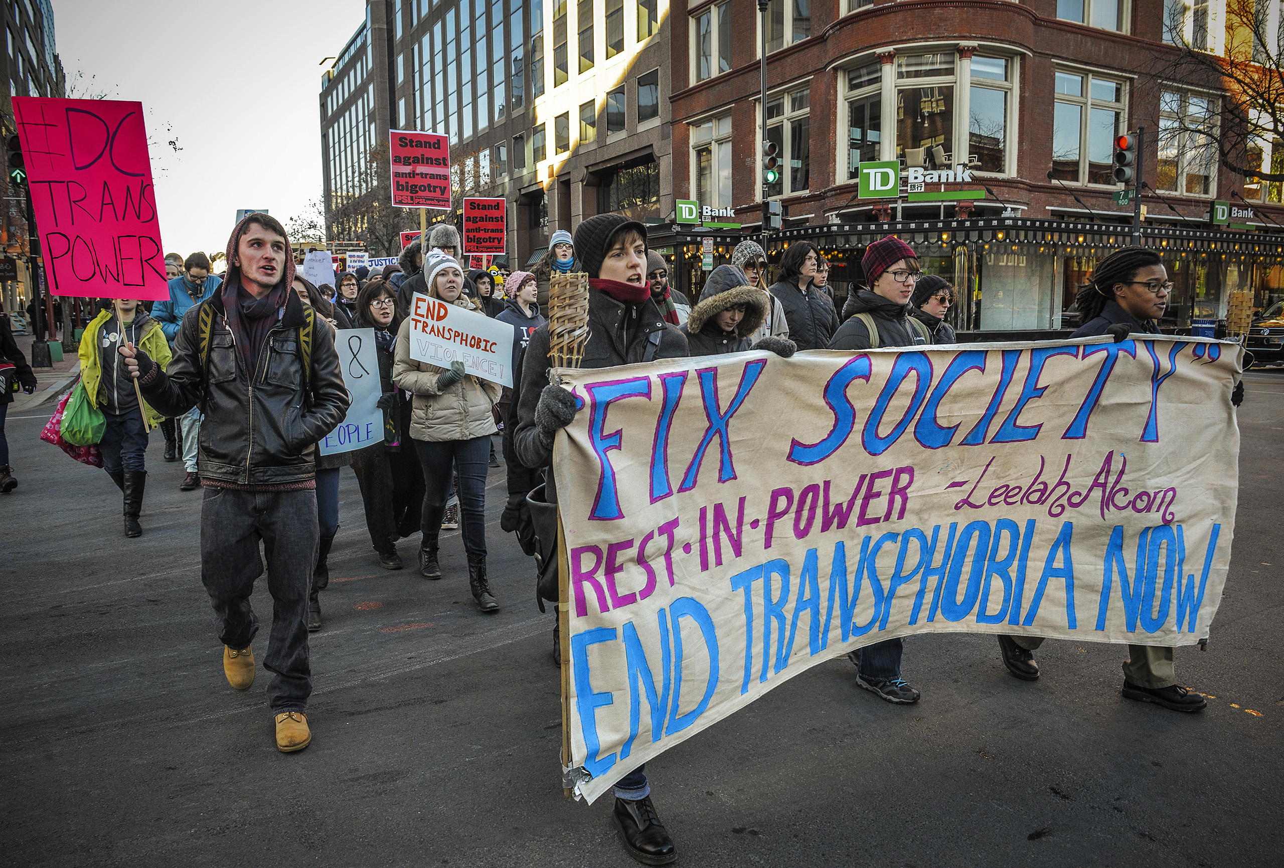A rally and march in response to last month's suicide of transgender Ohio teenager Leelah Alcorn, in Washington, DC.