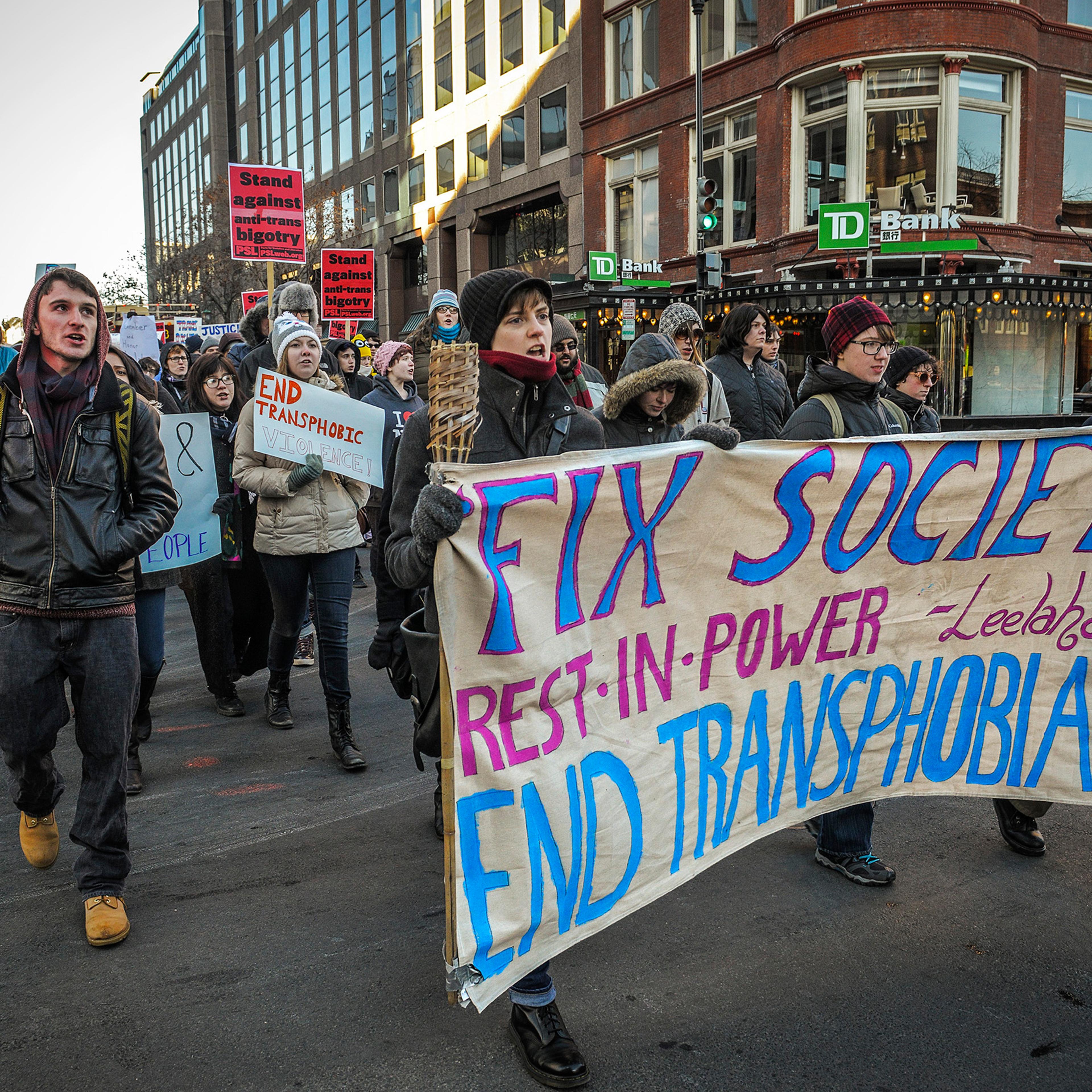 A rally and march in response to last month's suicide of transgender Ohio teenager Leelah Alcorn, in Washington, DC.