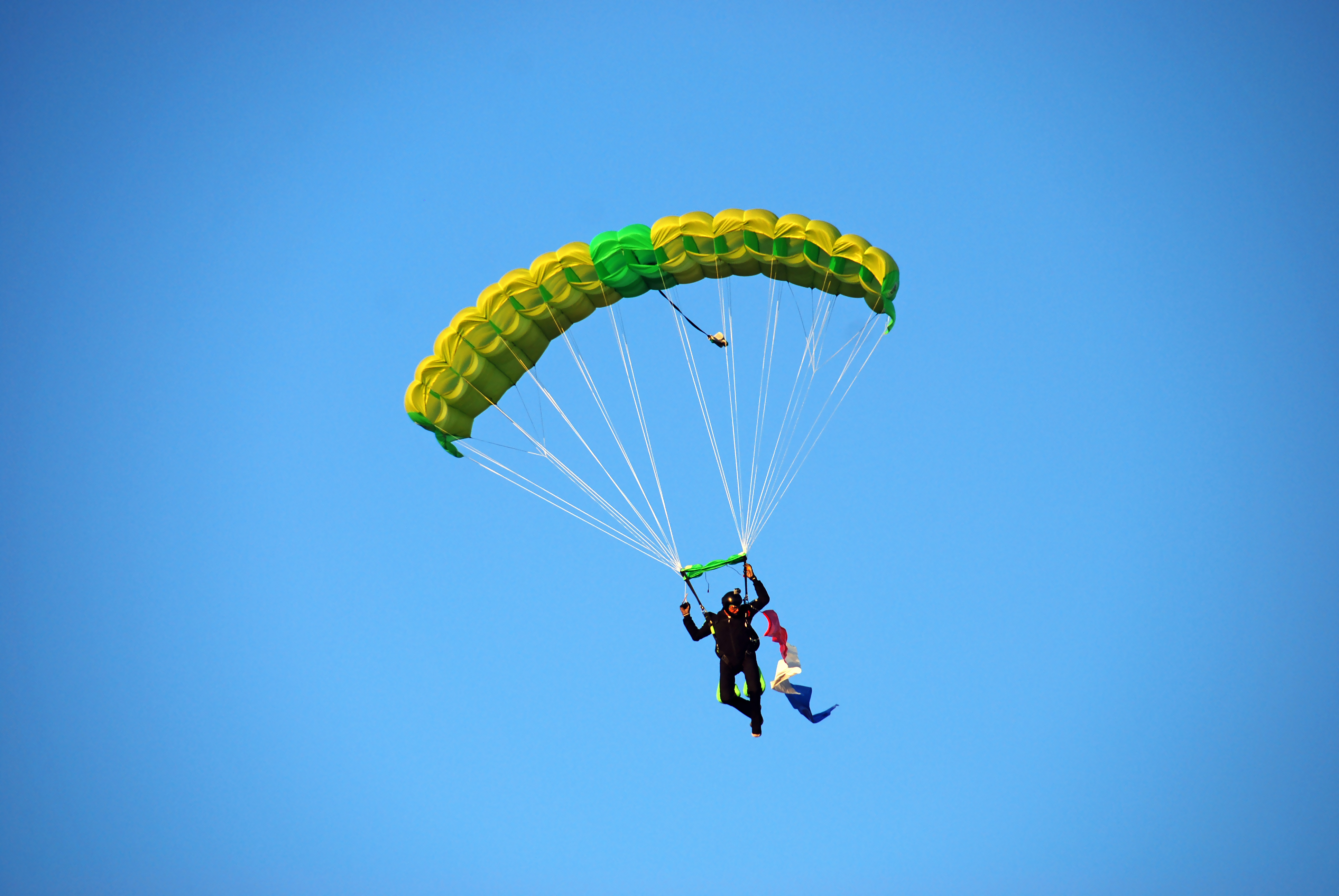 Skydiver Under Parachute, Dusk