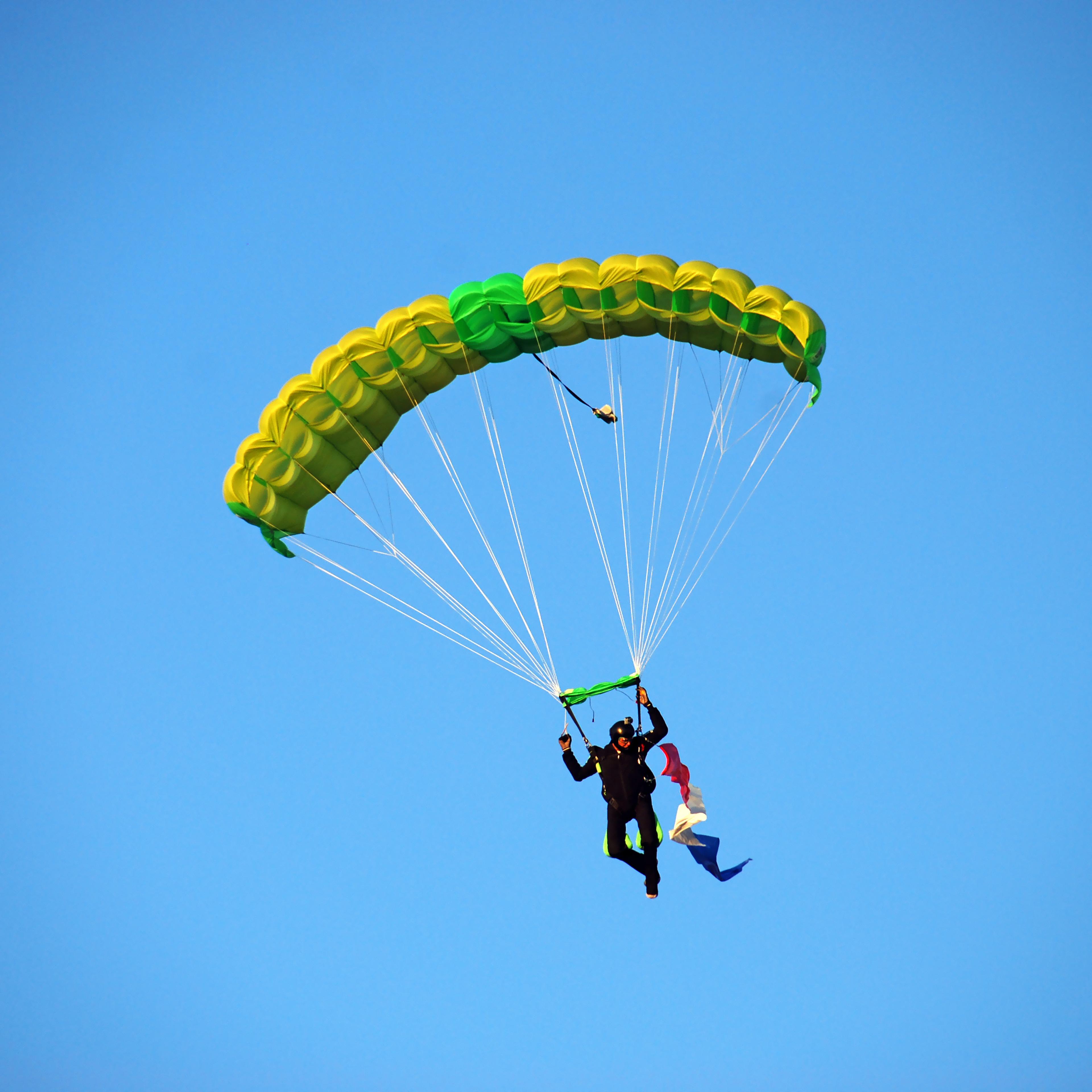 Skydiver Under Parachute, Dusk