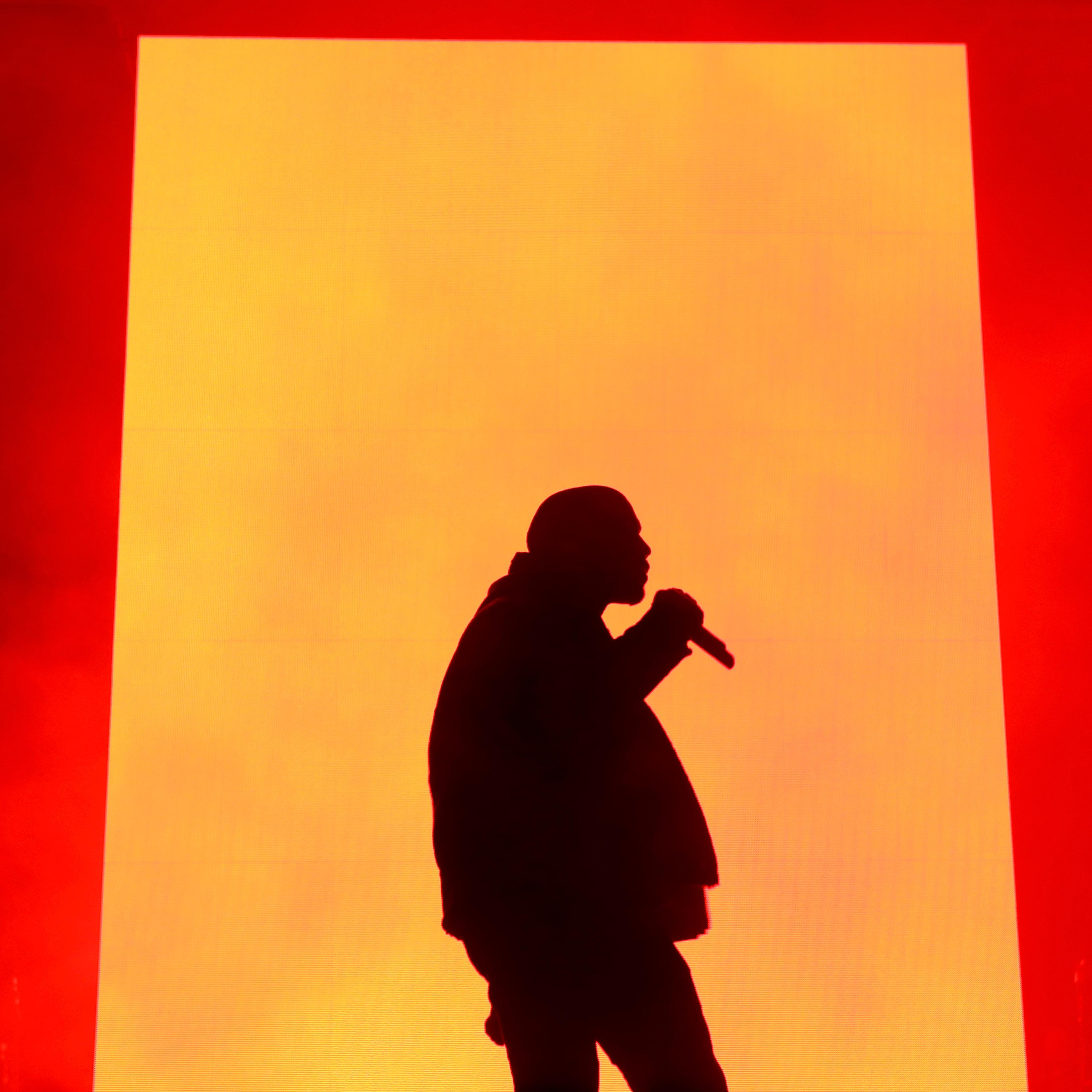 Kanye West performs during ROC NATION SPORTS 1st Annual Roc City Classic starring Kevin Durant x Kanye West on Feb. 12, 2015 in New York City.