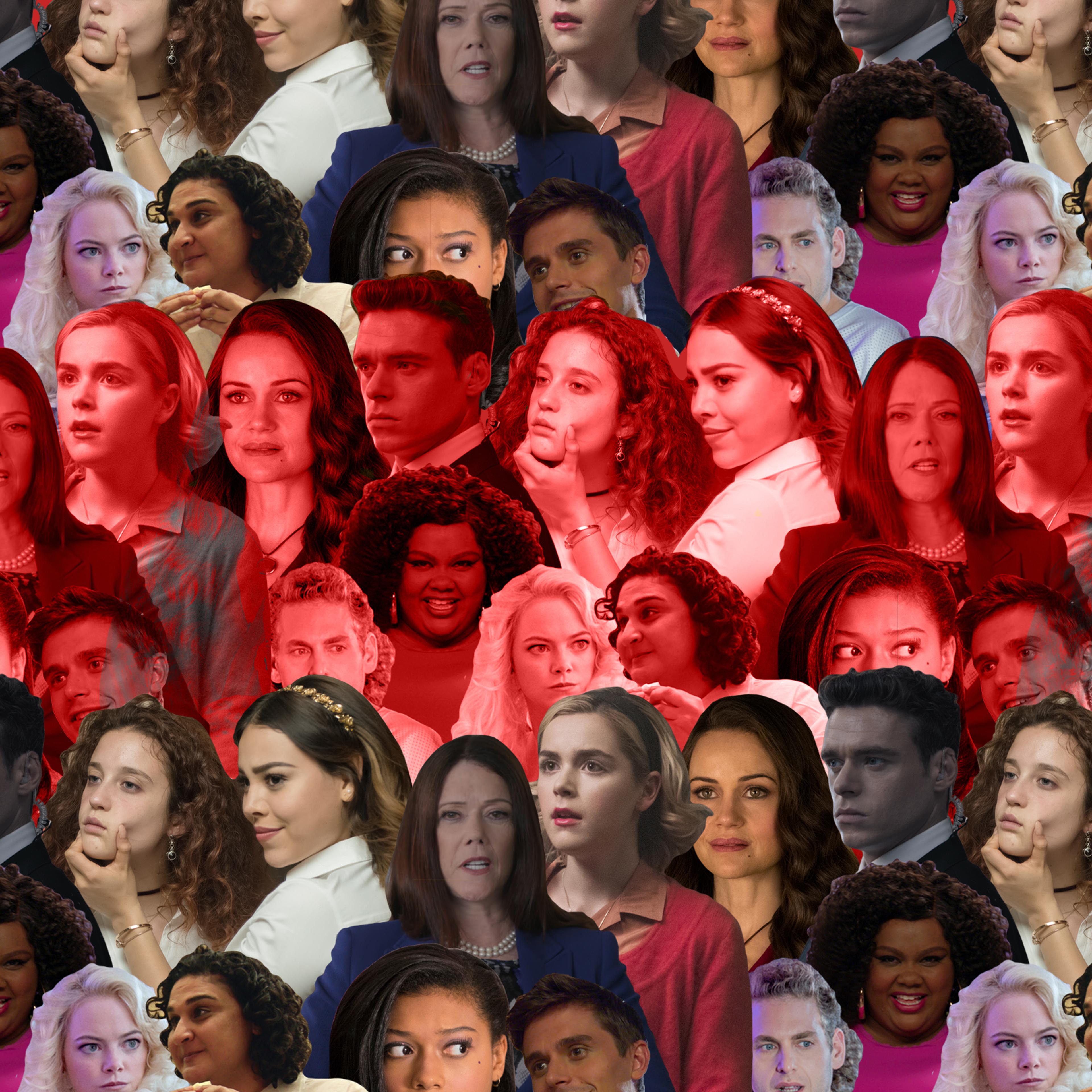 A collage of characters from Netflix shows