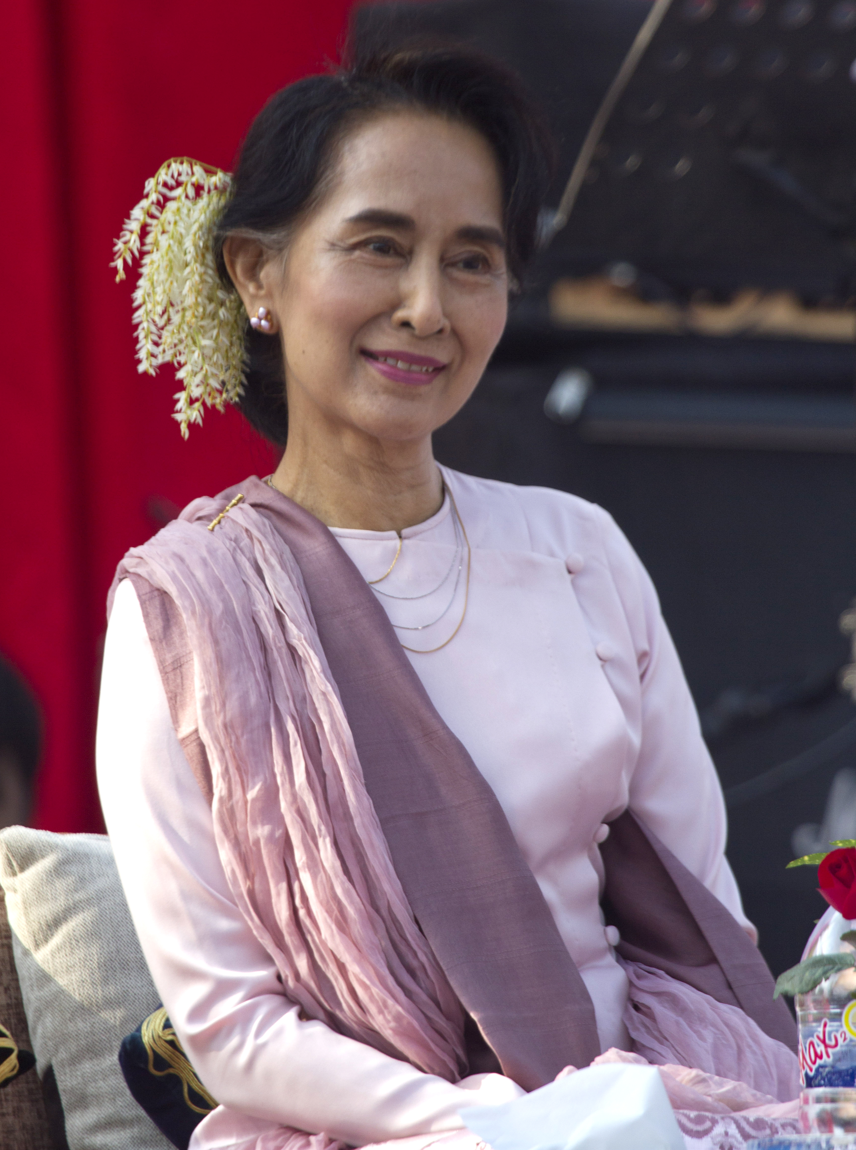 Aung San Suu Kyi attends an event in Yangon, Myanmar on Jan. 10, 2015.